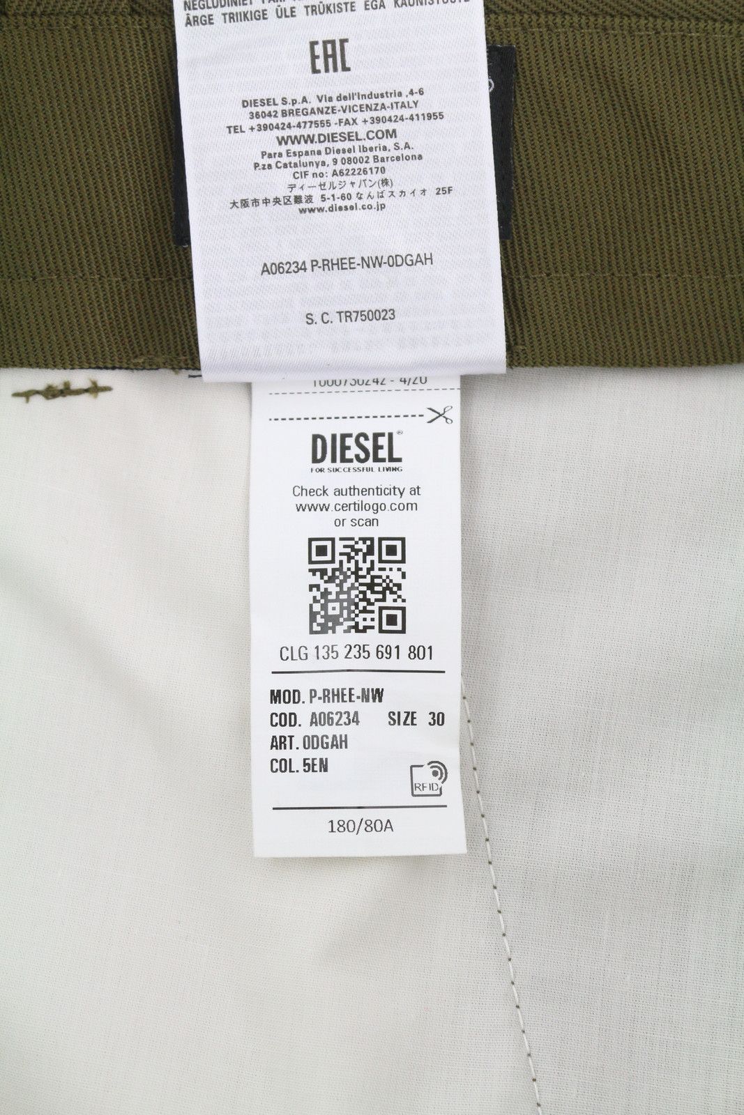 Diesel P-RHEE-NW W30 Green Wool Blend Pleated Cargo 85377 Size US 30 / EU 46 - 11 Thumbnail