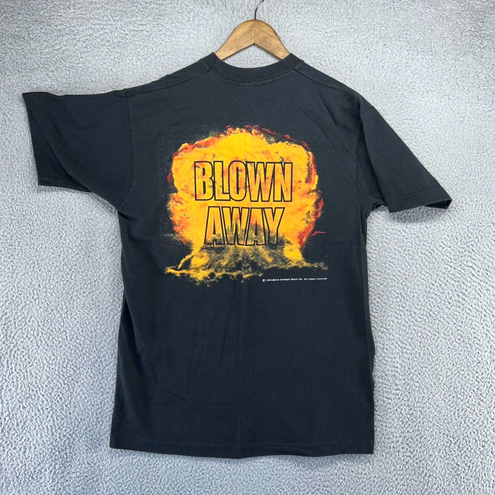 image of Vintage Blown Away Shirt Men's Large Black Movie Promo Mgm Single Stitch 90's in White