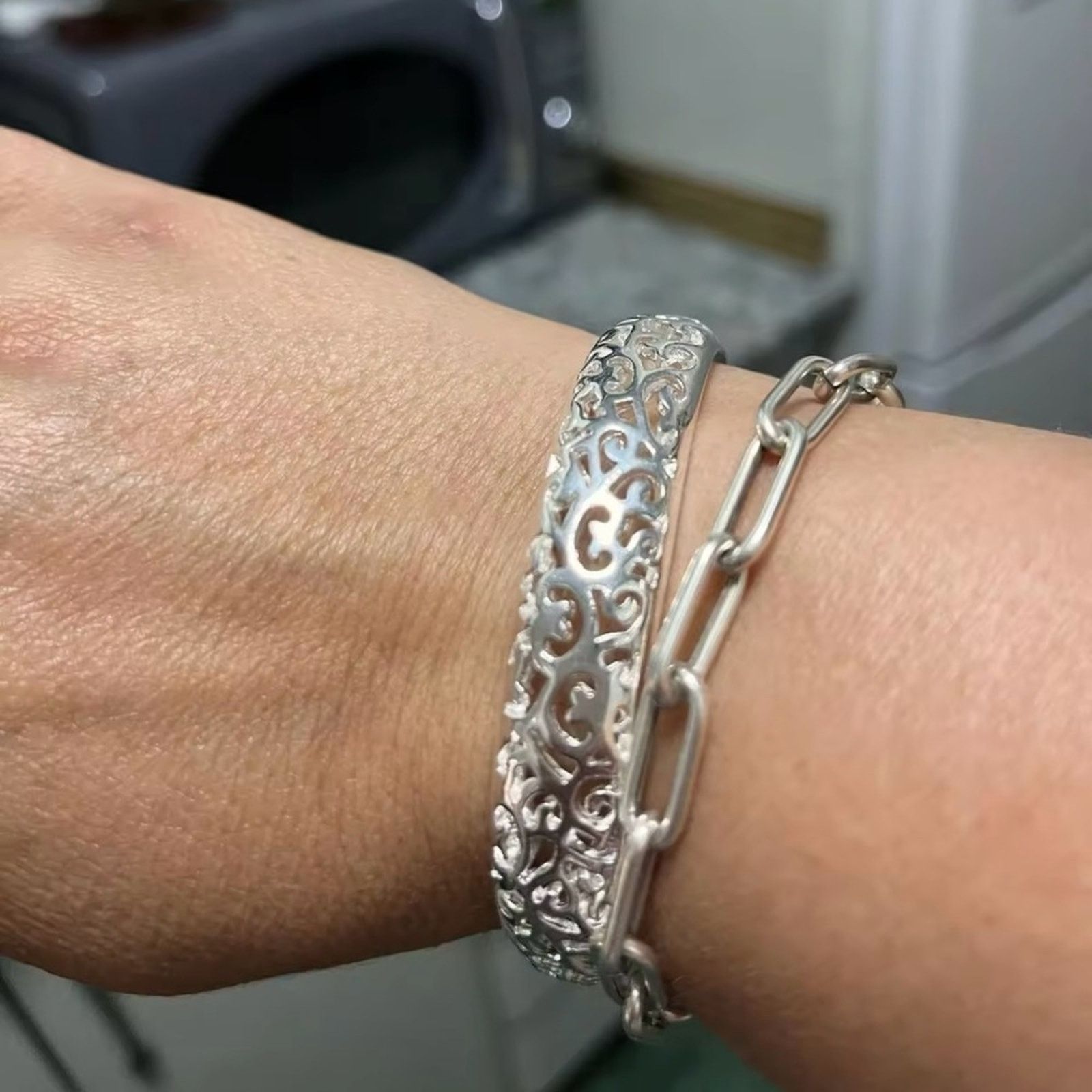 Other Sterling Silver open bangle bracelet for women Size ONE SIZE - 2 Thumbnail