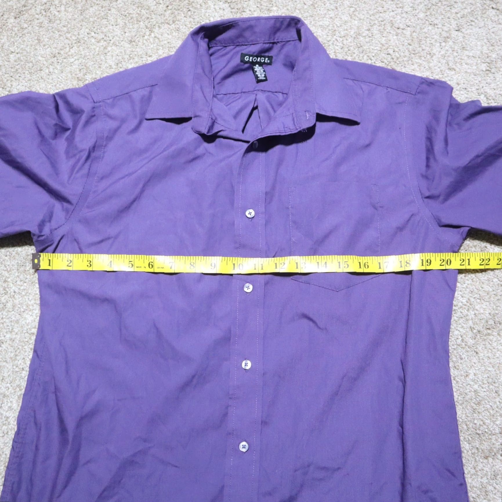 George George Button-Up Shirt Men's Size M Long Sleeve Casual Purple Cotton Size US M / EU 48-50 / 2 - 4 Thumbnail