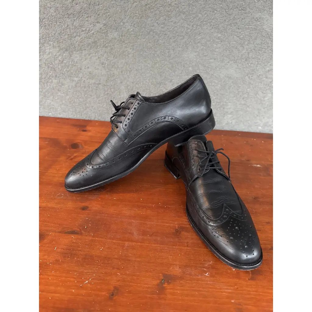 Other Black Leather Wingtip Derby Shoes – Made in Italy Size US 11 / EU 44 - 3 Thumbnail