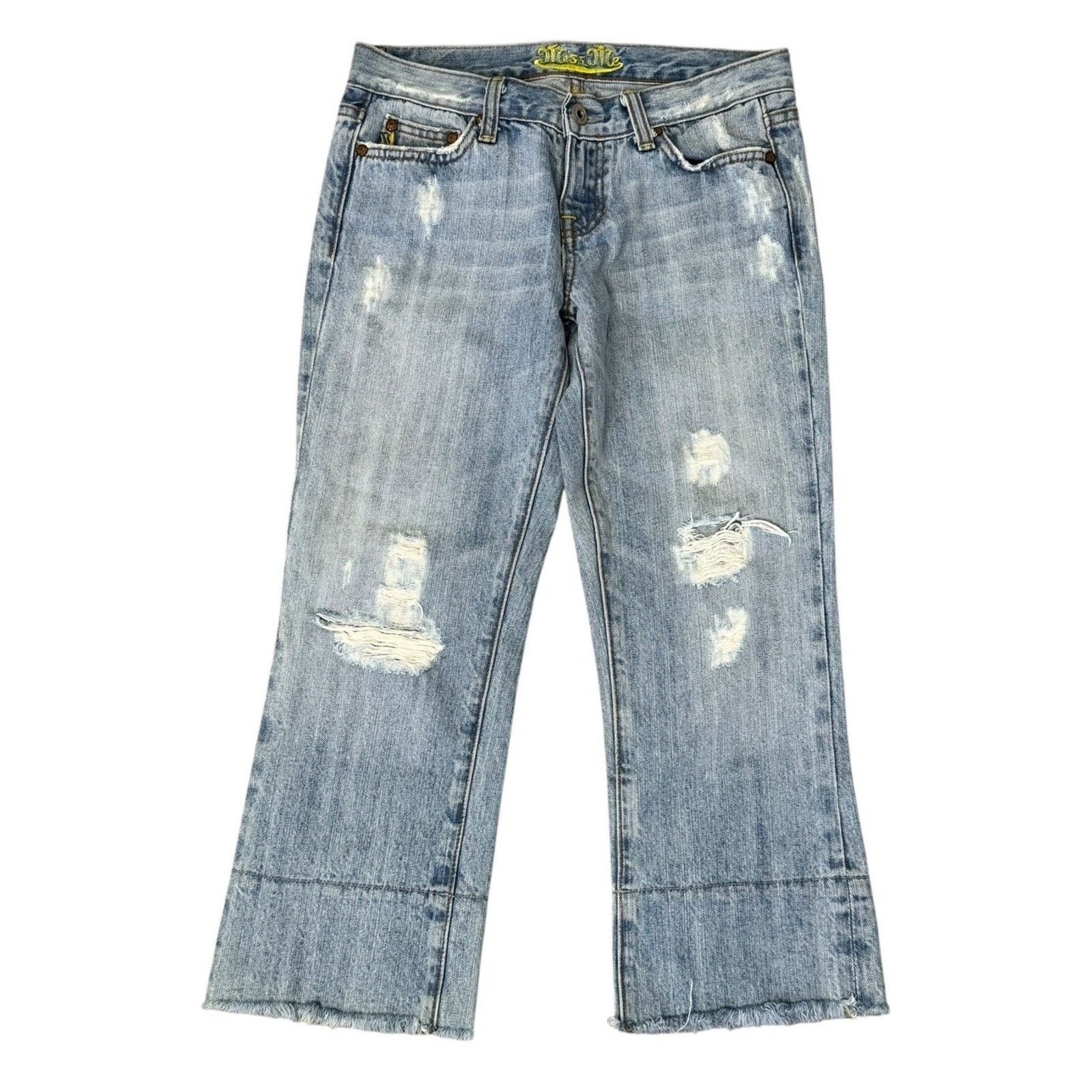 Miss Me Y2K Vintage MISS ME Low Rise Cypress Crop Distressed Jeans Size 26" / US 2 / IT 38 - 2 Thumbnail