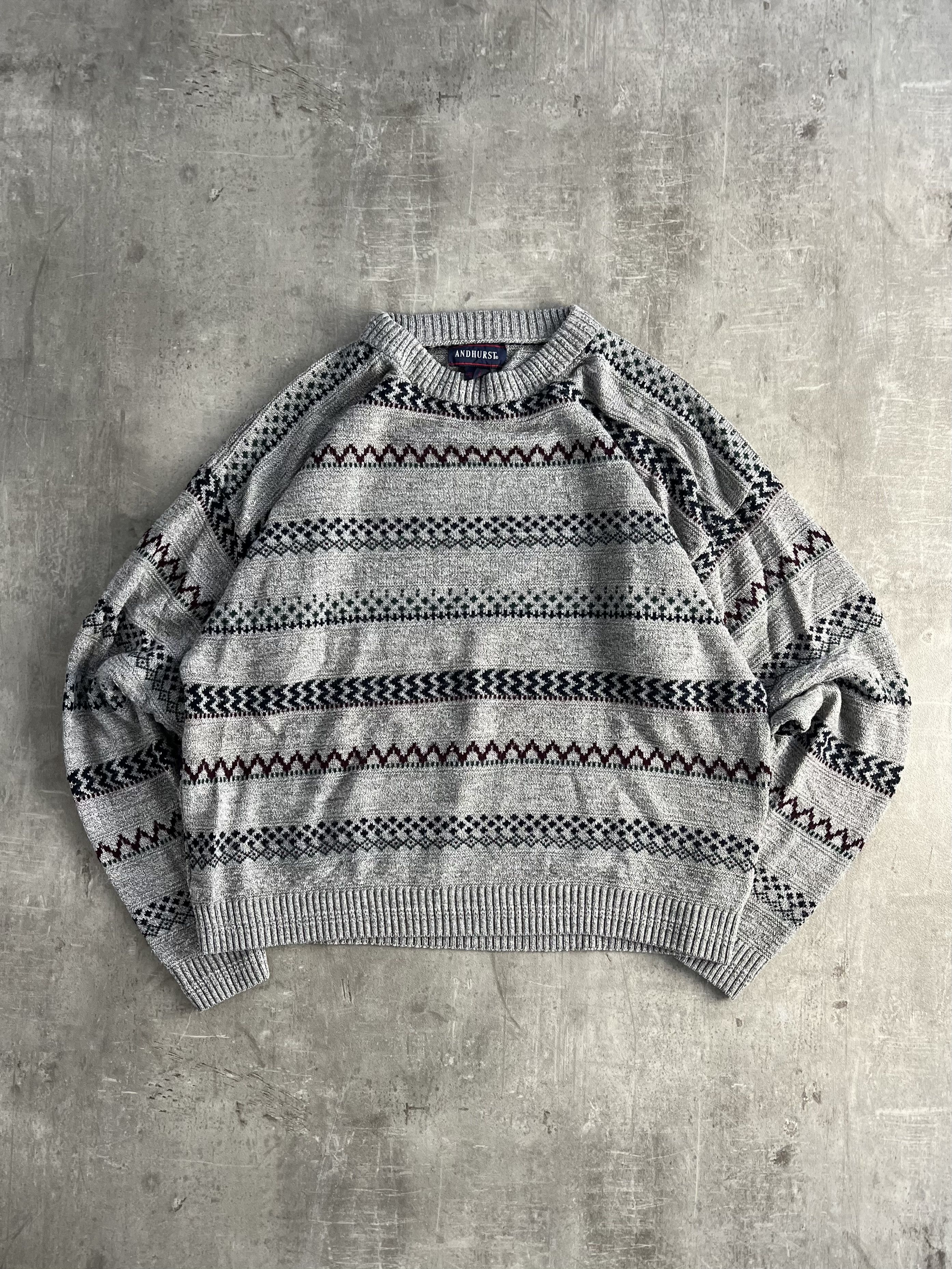 Vintage VINTAGE COSBY PATTERN STRUCTURED KNIT GREY XL Size US XL / EU 56 / 4 - 1 Thumbnail