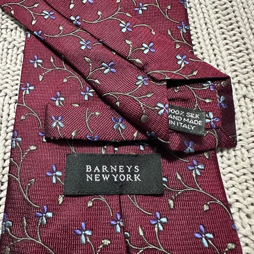 Barneys New York Barneys maroon floral motif silk tie Size ONE SIZE - 3 Thumbnail