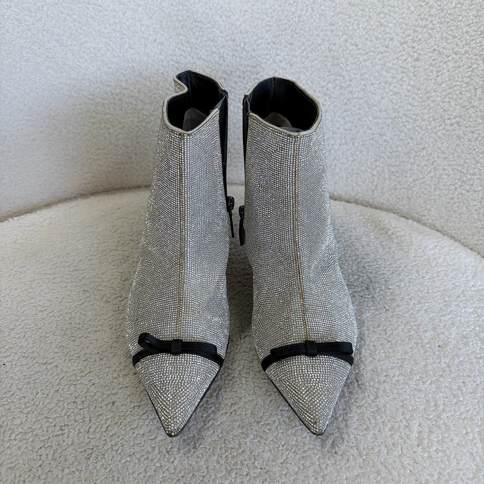 Other Marco de Vincenzo Silver Pave Stiletto Ankle Boots 37 Size US 6.5 / IT 36.5 - 2 Thumbnail