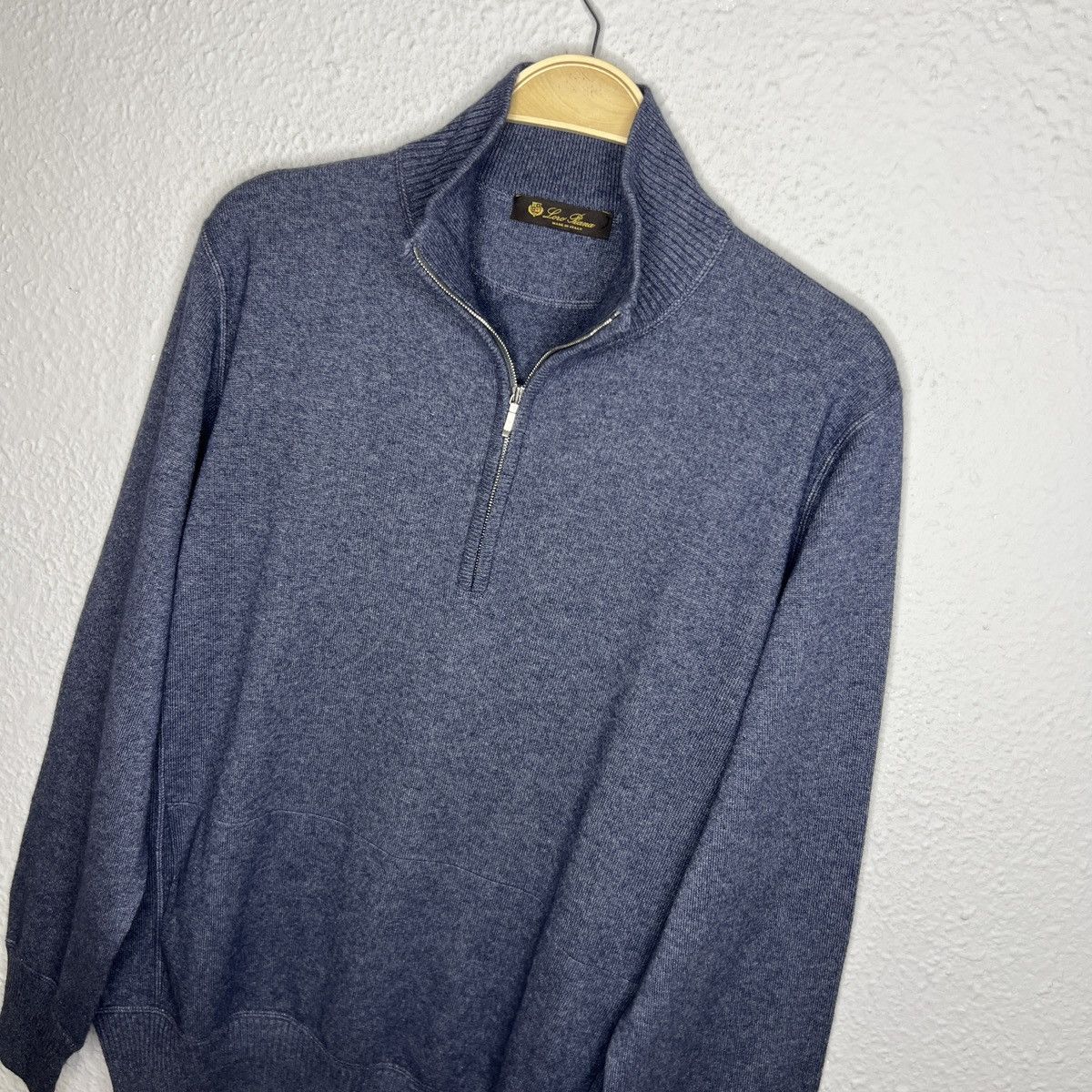 Loro Piana Loro Piana Cashmere Silk Sweater Jumper Knit Half Zip Blue Size US L / EU 52-54 / 3 - 4 Thumbnail
