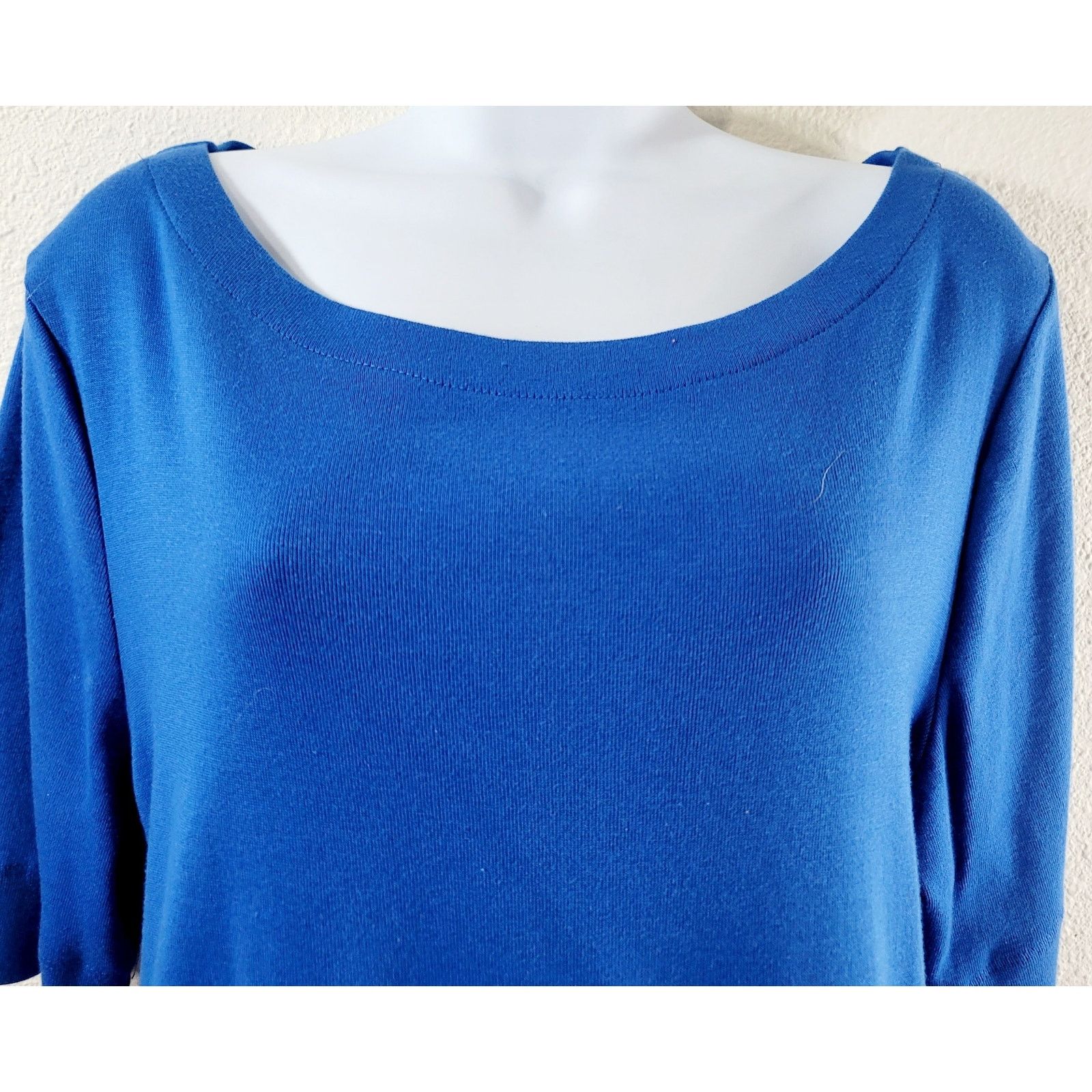 Chicos Chico's Blue Ultimate Tee Boat Collar Short Sleeve Top 2 L Size L / US 10 / IT 46 - 5 Thumbnail