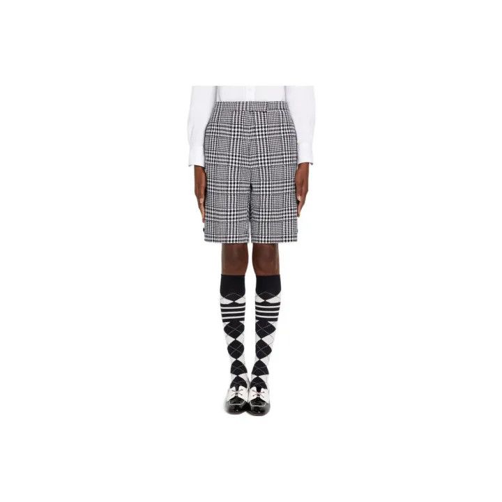 Thom Browne Thom Browne Black Check High-Waisted Shorts 0079 Size 42" / US 20 - 1 Thumbnail