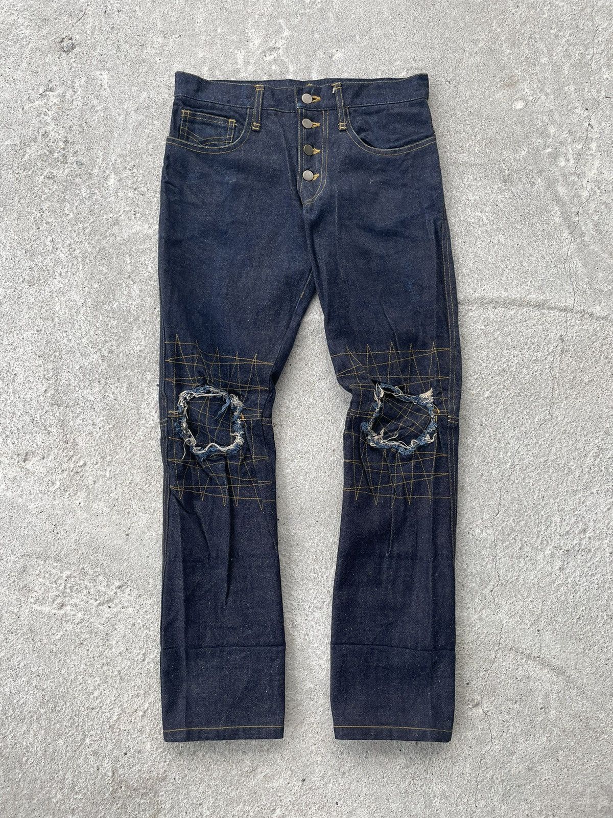 Christopher Nemeth Nemeth Knee Patch Selvedge Raw Distressed Jeans