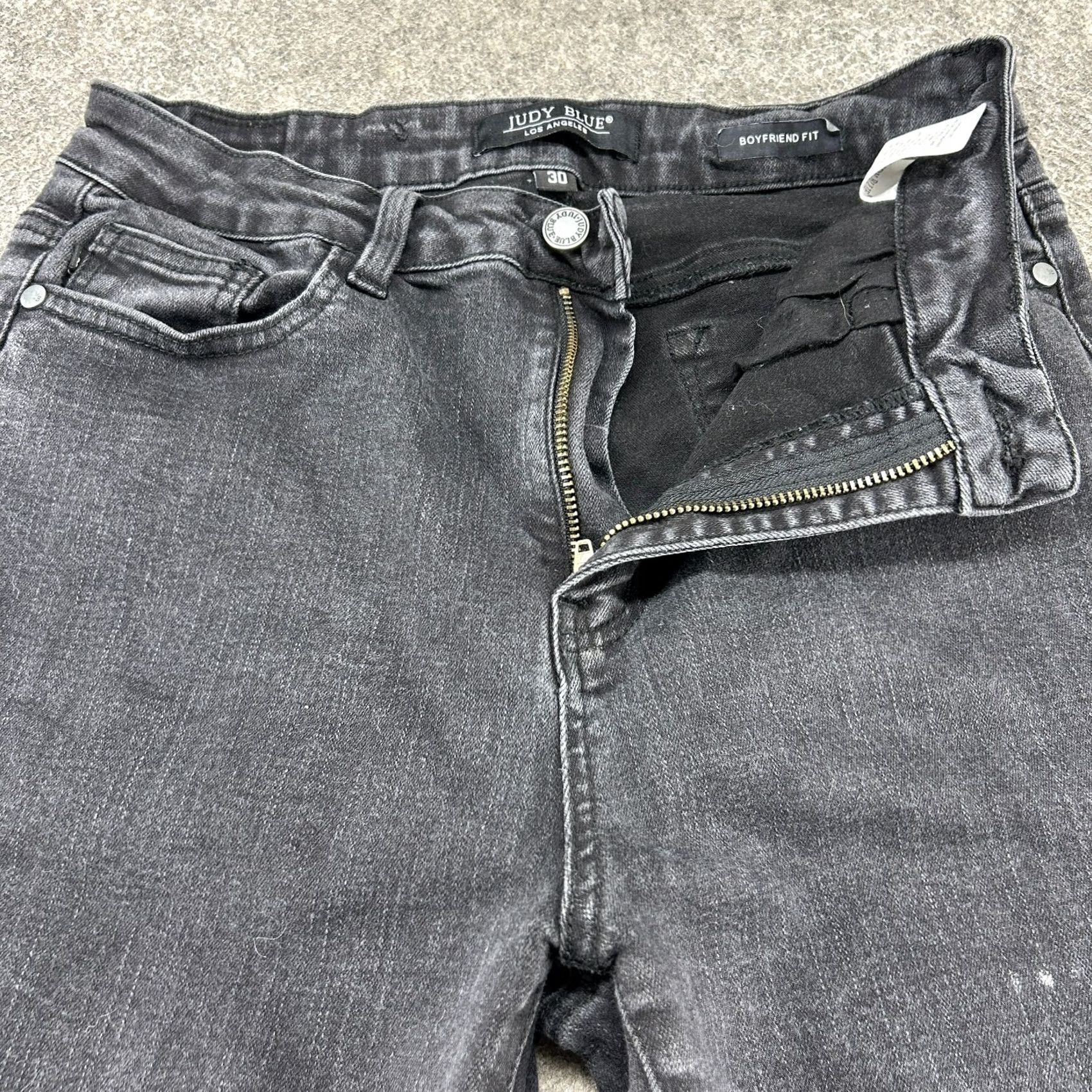 Denime Judy Blue Jeans Womens 30 Black Boyfriend Fit Dark Wash Stretch Denim Cotton Jeans Slim 5-Pocket Logo? No Size 30" / US 8 / IT 44 - 2 Thumbnail