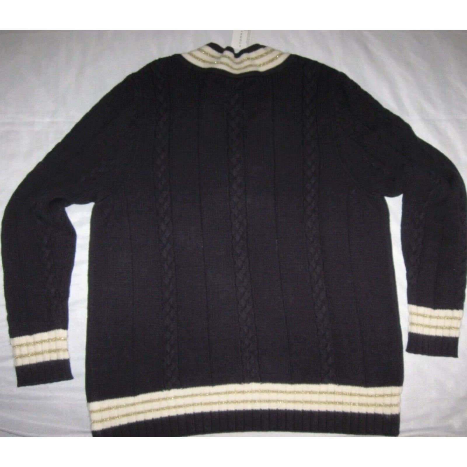 Tommy Hilfiger VINTAGE Tommy Hilfiger Sweater Cardigan V-Neck Women 2XL Blue Striped Knit Wool Acrylic Cotton Nylon TH Y2K Size XXL / US 16-18 / IT 52-54 - 4 Thumbnail