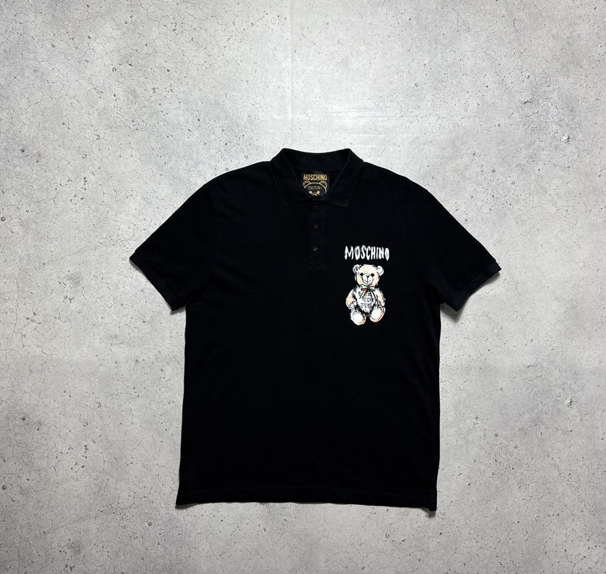 Moschino Moschino Teddy Bear Big Logo Luxury Polo Shirt Black Size US XL / EU 56 / 4 - 1 Thumbnail