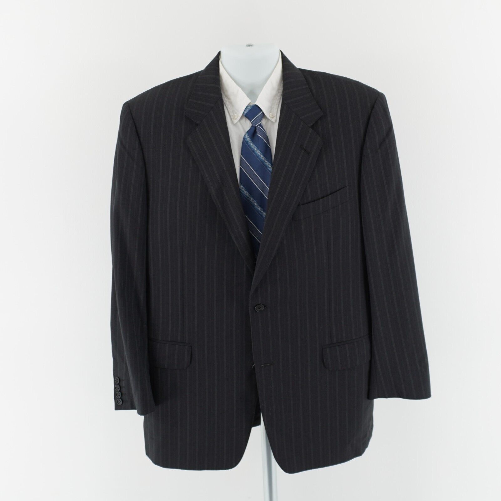 Canali DAMAGED Canali Pure Wool Gray Striped Suit Jacket 2 Button 4 Size 42R - 5 Thumbnail