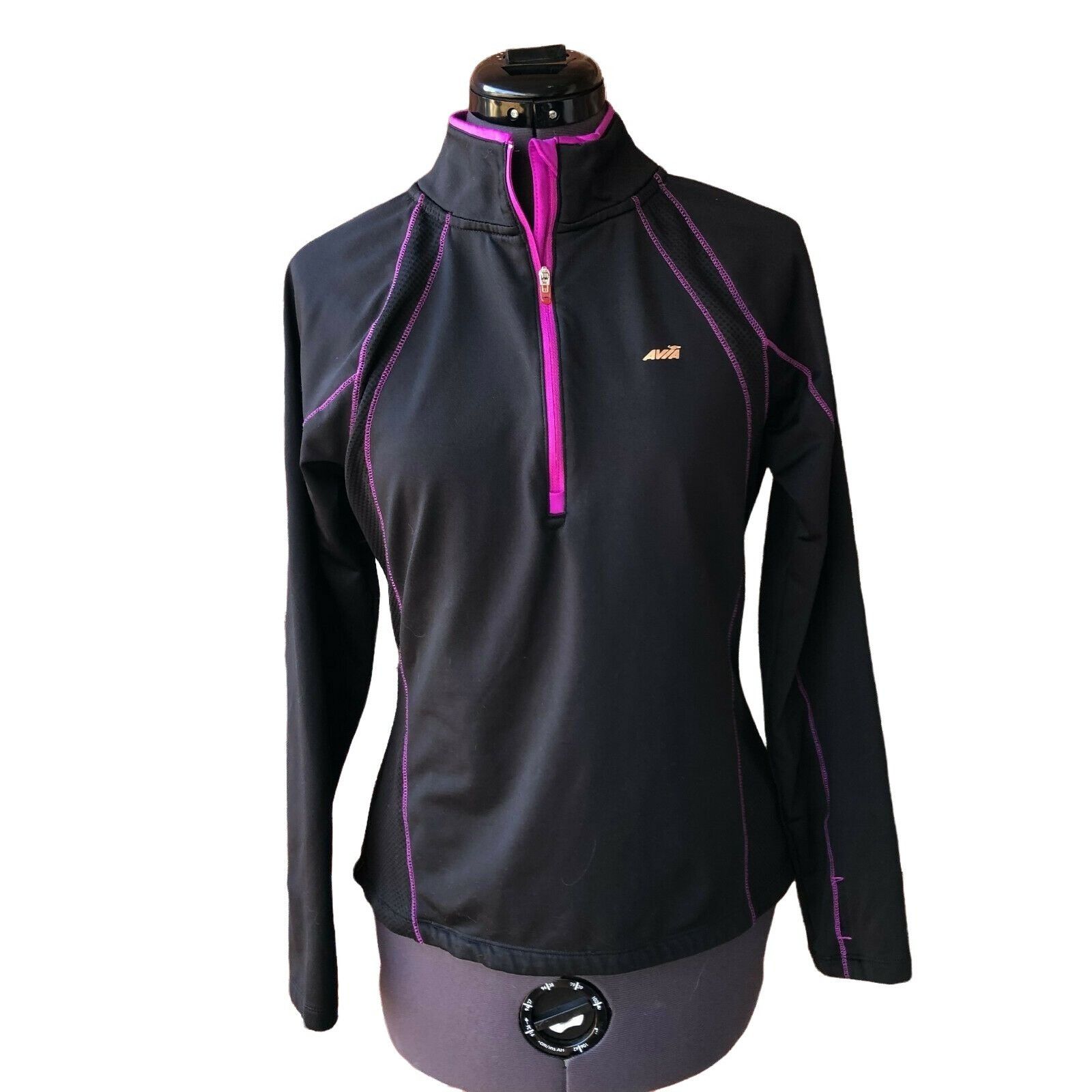 Avia Avia 1/2-Zip Long-Sleeve Athletic Top Black Sz. M Size M / US 6-8 / IT 42-44 - 1 Thumbnail