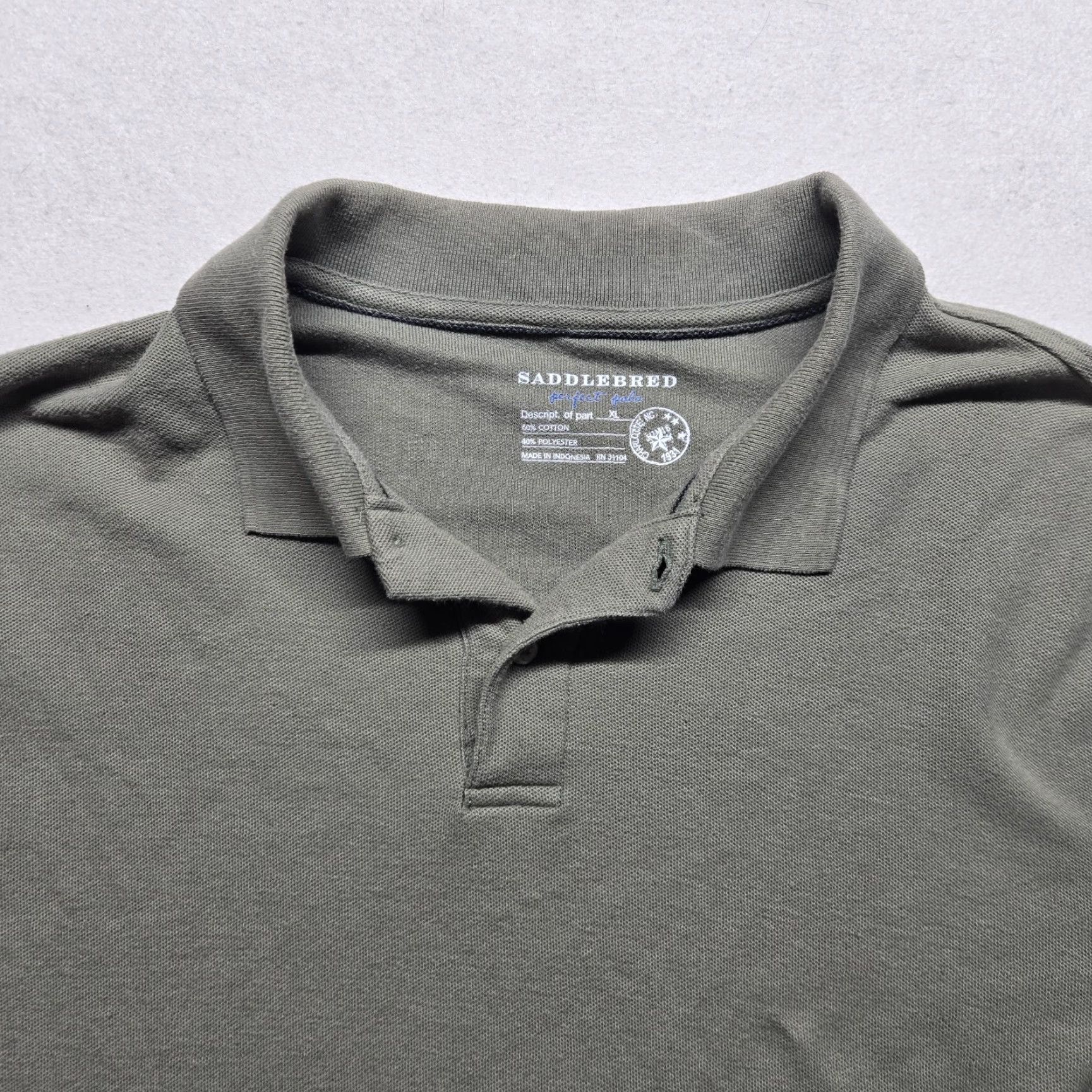 Vintage Saddlebred Polo Shirt Solid Green Short Sleeve XL Men Polo Shirt Casual Golf Rugby 2 Button Adult Mens XL Green Size US XL / EU 56 / 4 - 2 Thumbnail