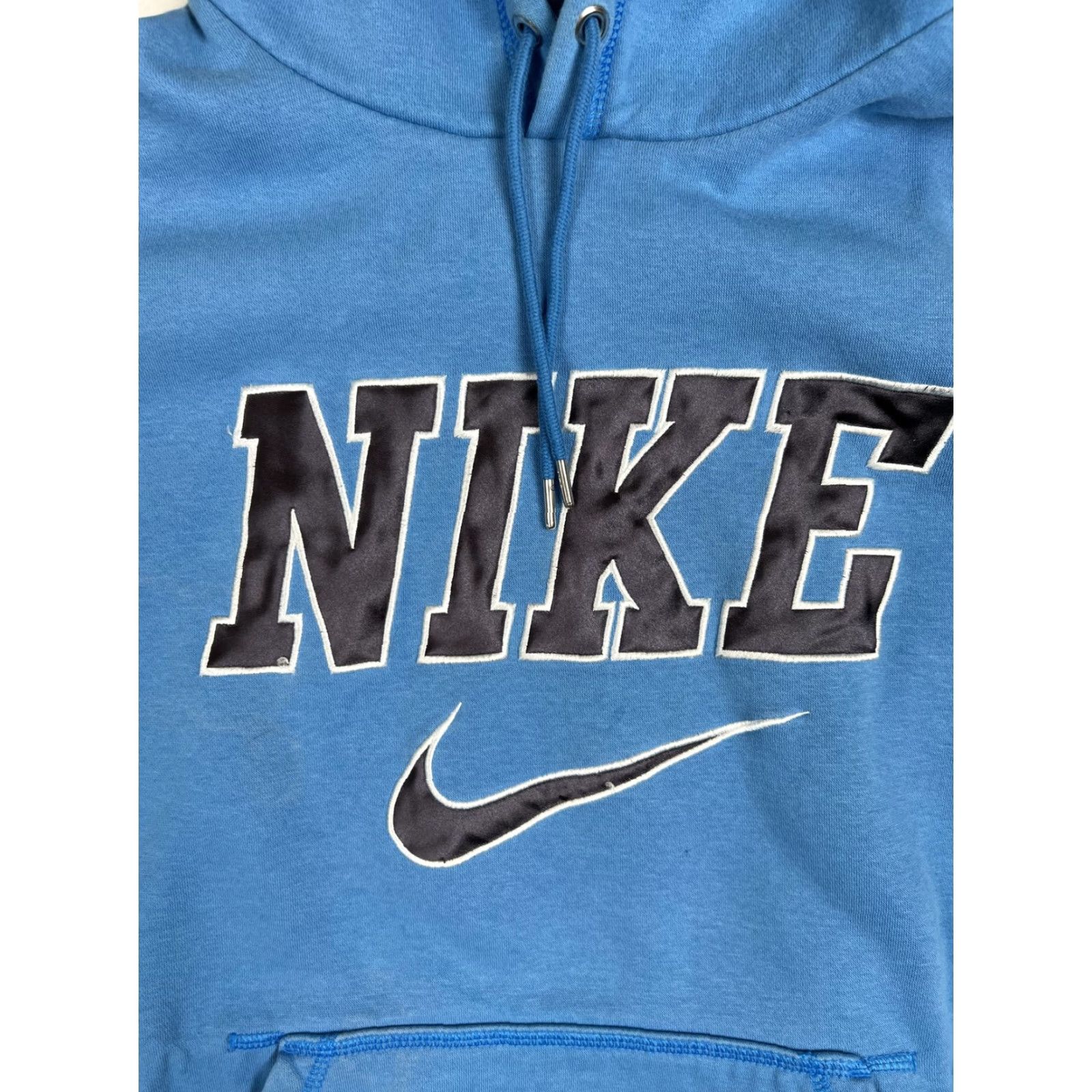 Nike VINTAGE Nike Hoodie Sweatshirt Mens M Blue Pullover Spell Out Swoosh 90s Sports Graphic Print Pockets Hooded Size US M / EU 48-50 / 2 - 2 Thumbnail