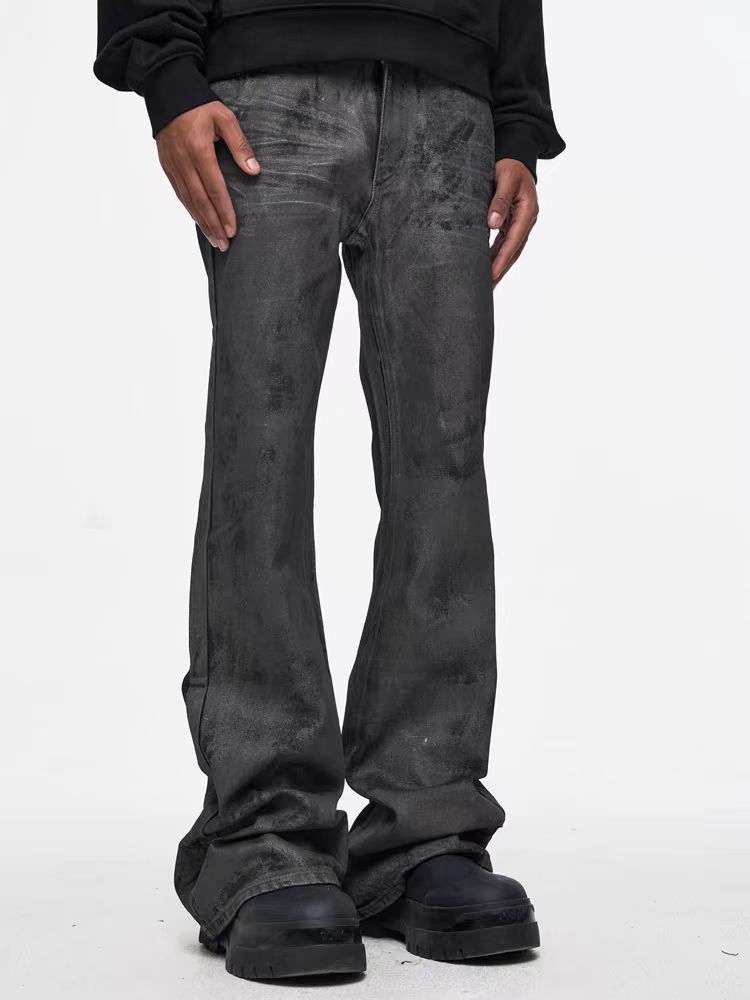 Japanese Brand × Jean High street vintage washed and coated micro flared jeans Size US 33 - 3 Thumbnail