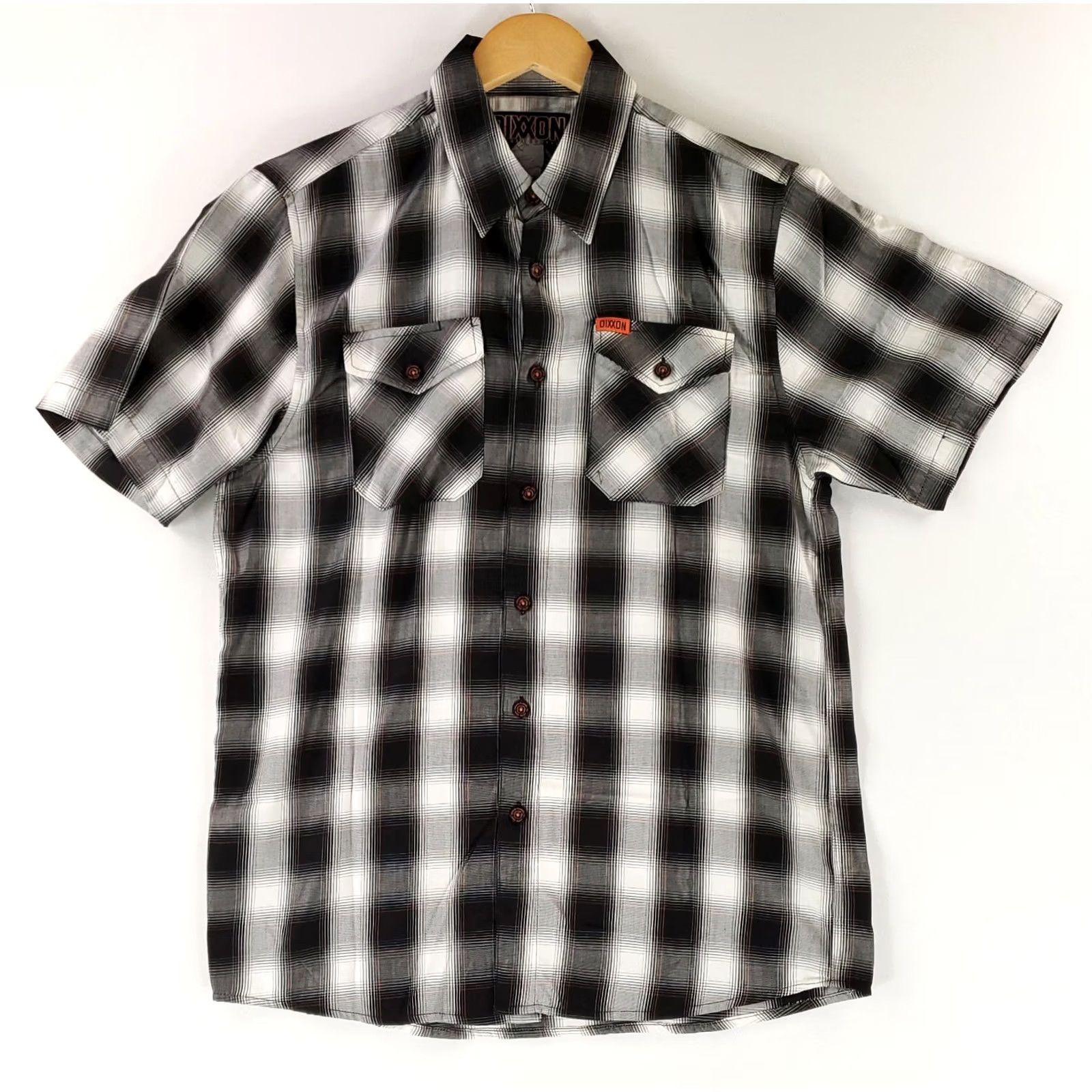 Dixxon Flannel Shirt Mens M Black White Shadow Plaid Ross Alley Short Sleeve, Men's — image 2 of 6