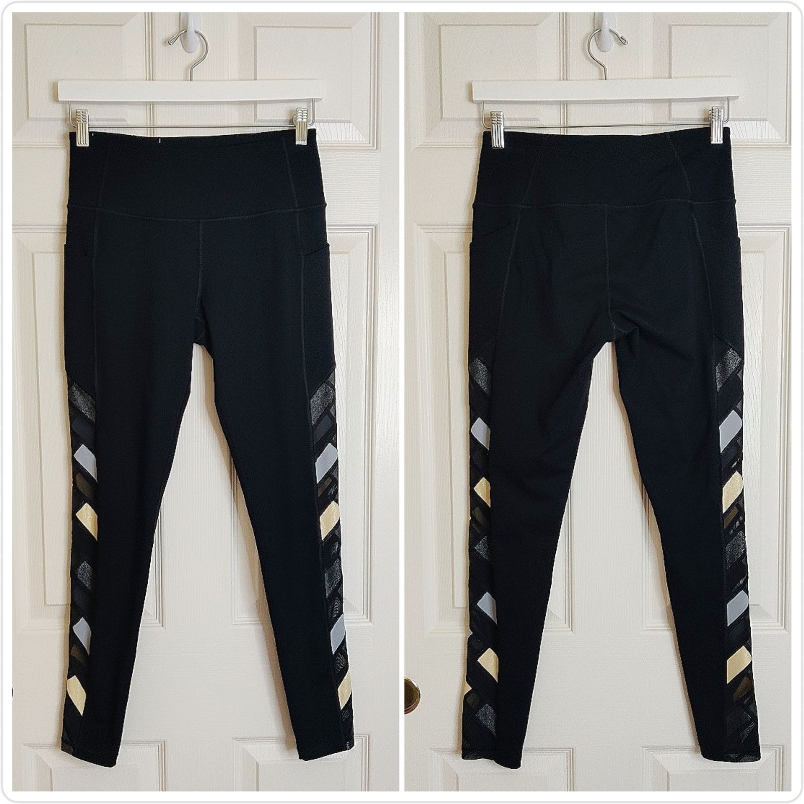Victoria's Secret Victoria Sport Knockout Metallic Mesh Panel Tights sz M Size 30" / US 8 / IT 44 - 2 Thumbnail