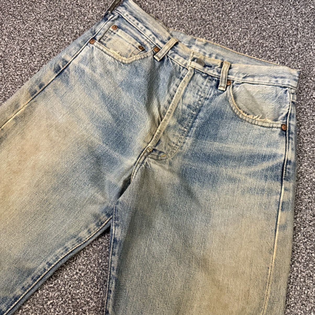 Levi's Vintage Clothing Levis E 503BXX 1992 Distressed Mud Selvedge 1970 Aging Denim Size US 30 / EU 46 - 3 Thumbnail