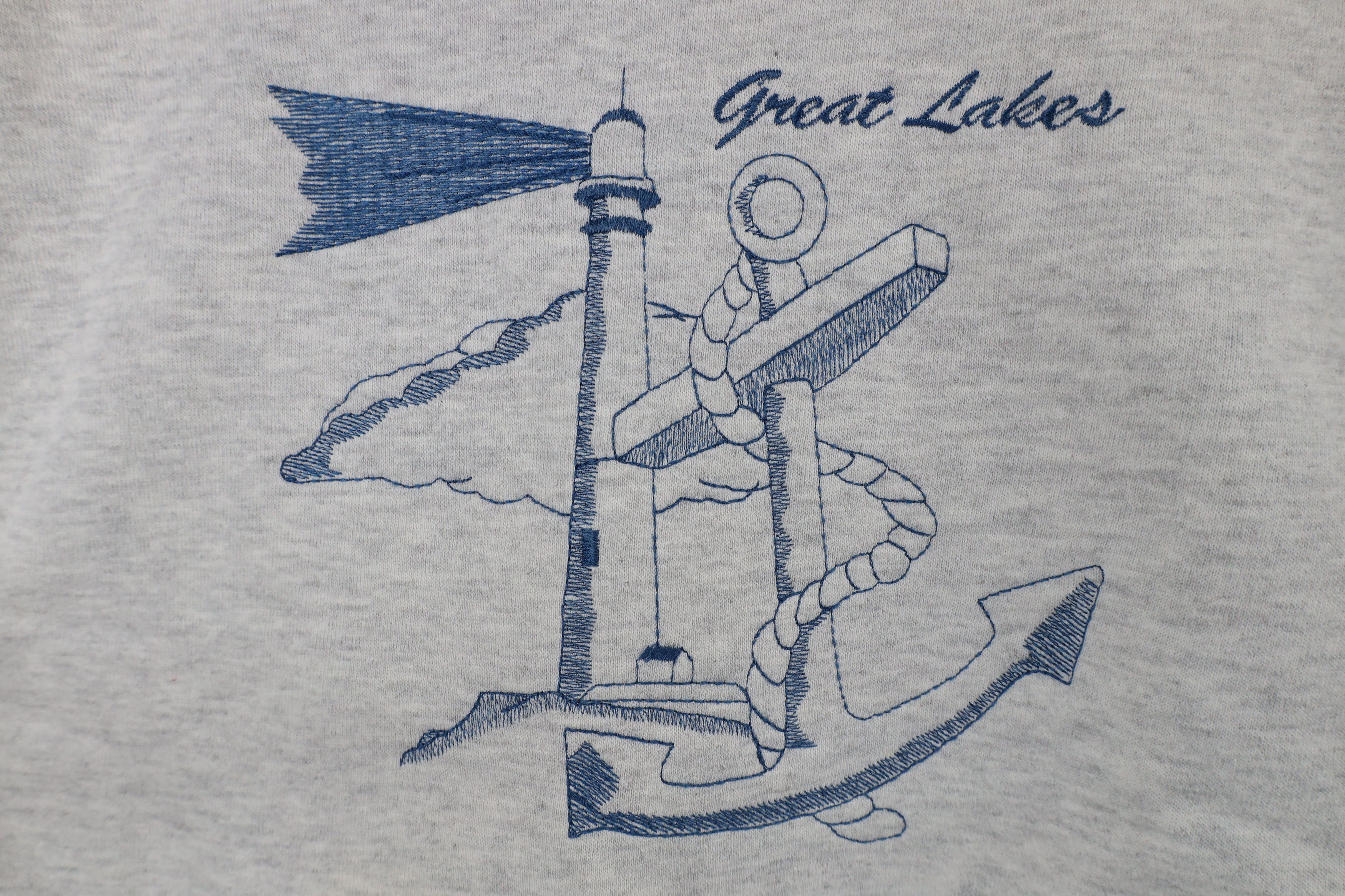 Vintage Vintage 90s Streetwear Lakes Michigan Sweatshirt Gray USA Size US L / EU 52-54 / 3 - 4 Thumbnail