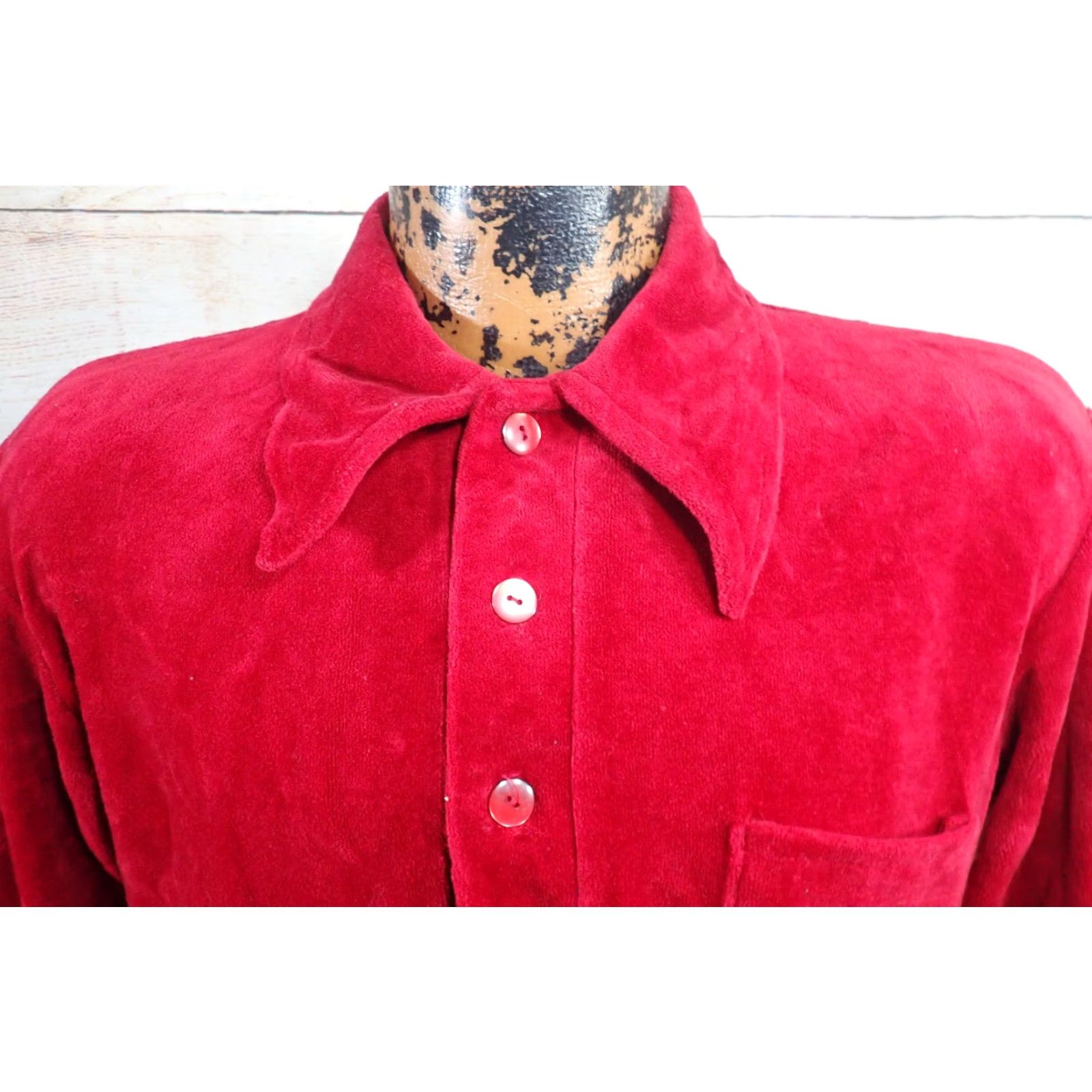 Vintage VINTAGE Thane Red Velvet Long Sleeve Polo Shirt Mens M Rockabilly 1970s Dagger Point Popover Size US M / EU 48-50 / 2 - 3 Thumbnail