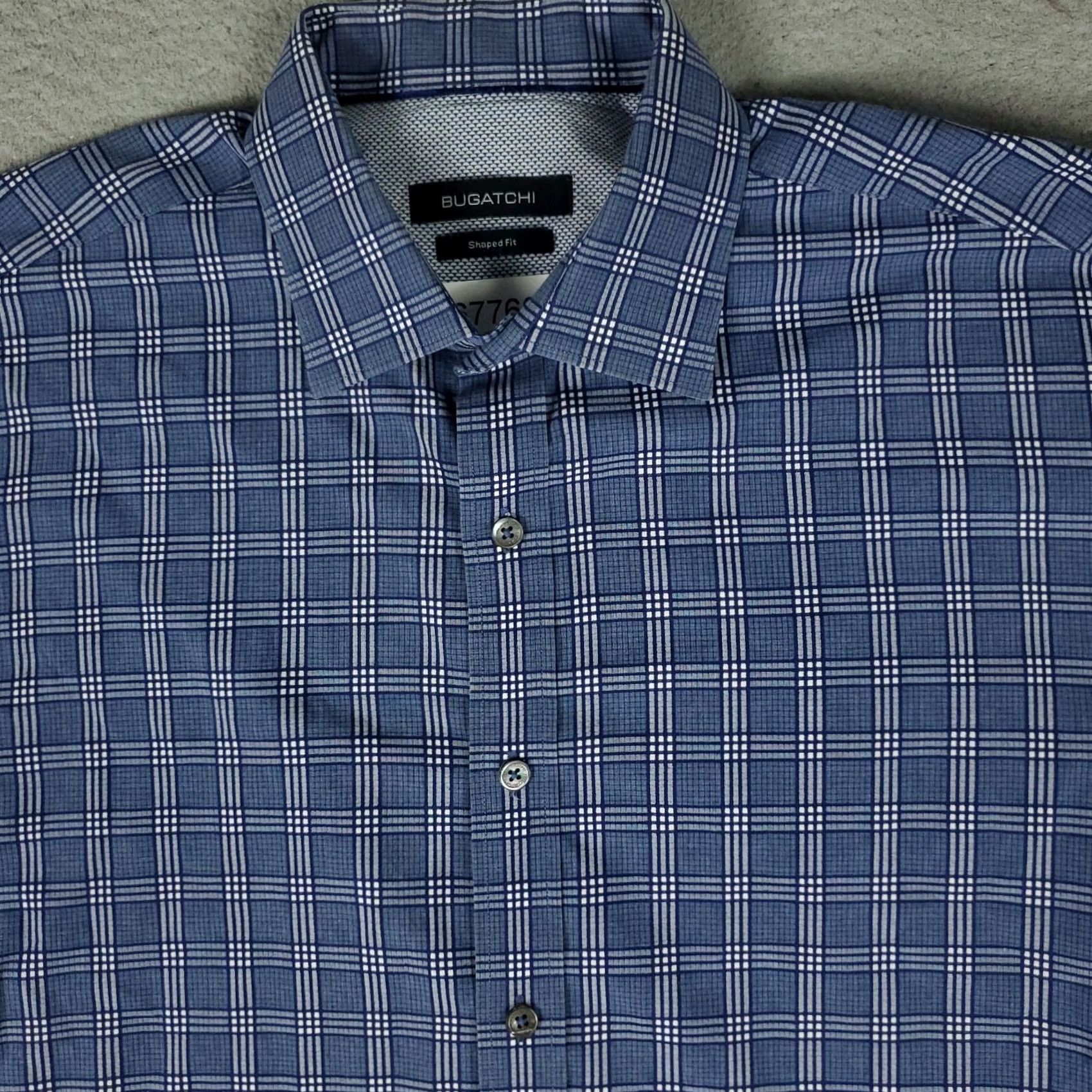 BUGATCHI Bugatchi Mens Shirt Blue Plaid Button-Up Long Sleeve Size US M / EU 48-50 / 2 - 2 Thumbnail
