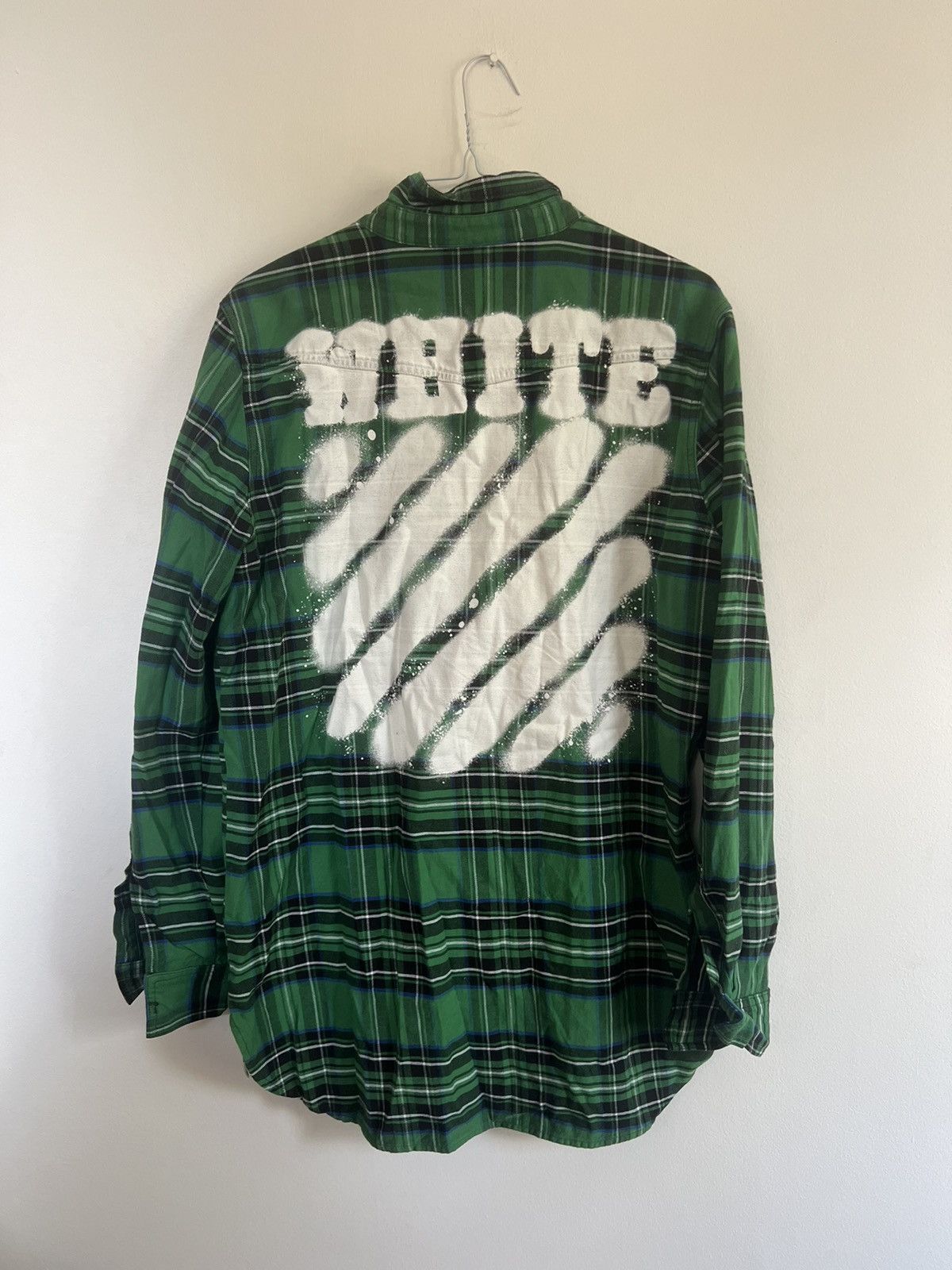 Off-White × Virgil Abloh OFF-WHITE C/O VIRGIL ABLOH GREEN PLAID SPRAY FLANNEL SIZE XL Size US XL / EU 56 / 4 - 3 Thumbnail