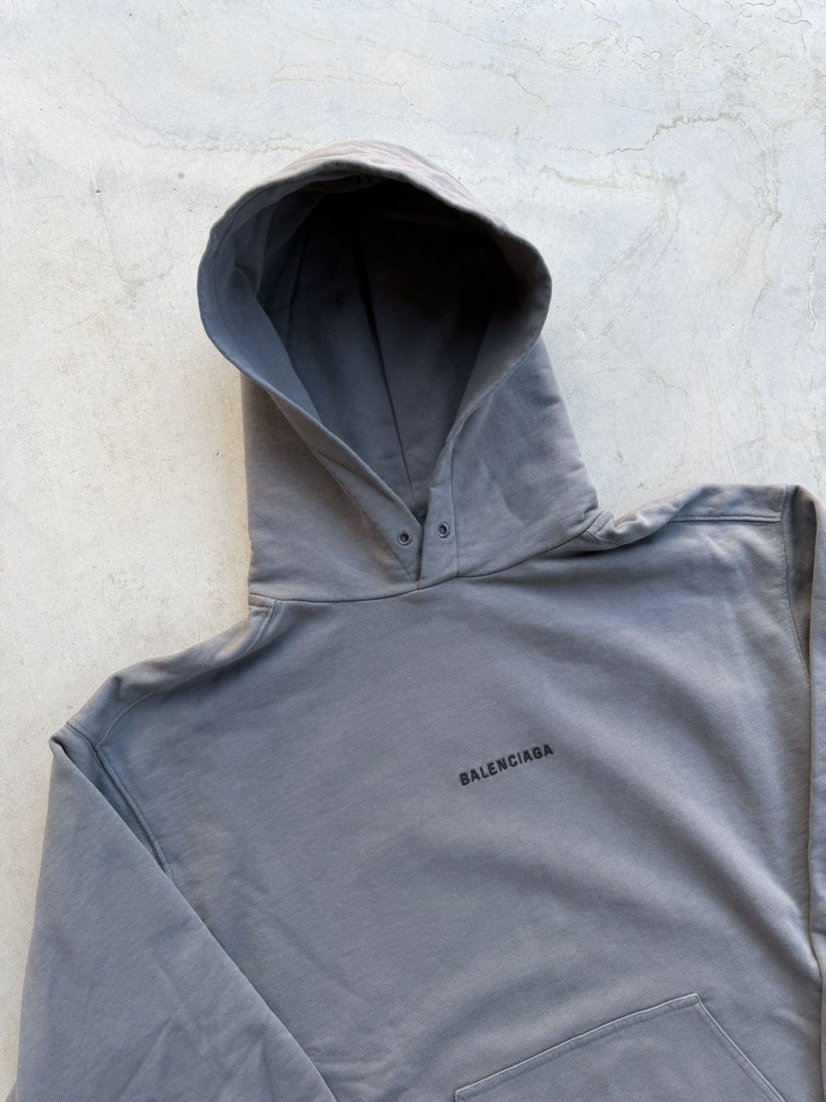 Balenciaga Balenciaga Medium Fit Logo Embroidered Pullover Hoodie Grey Size US M / EU 48-50 / 2 - 3 Thumbnail