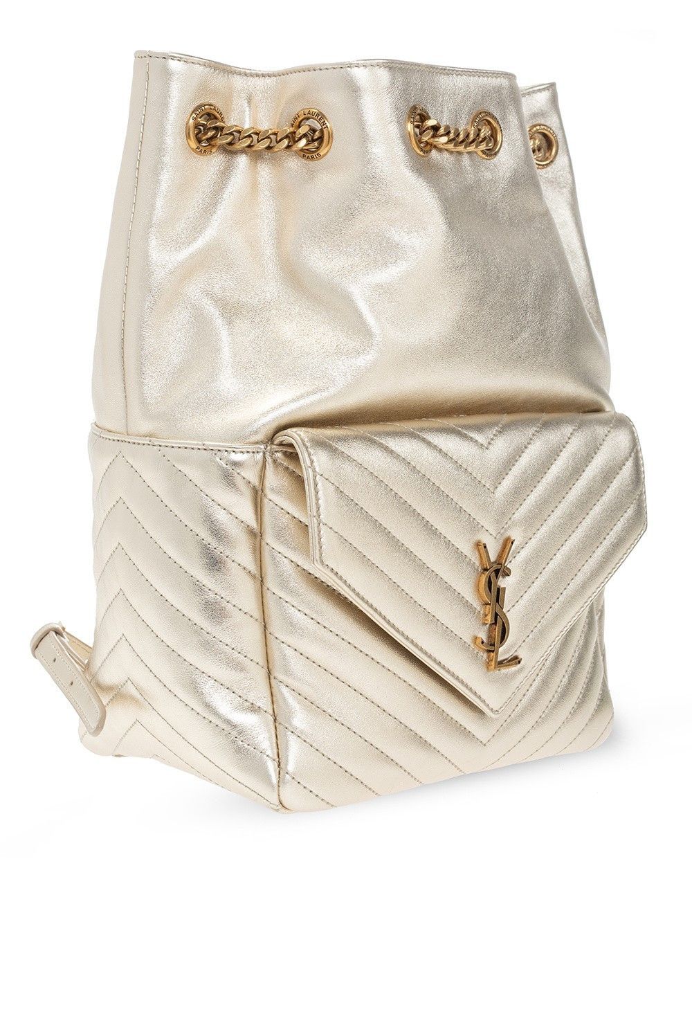 Saint Laurent Joe Gold Leather Backpack New & Authentic