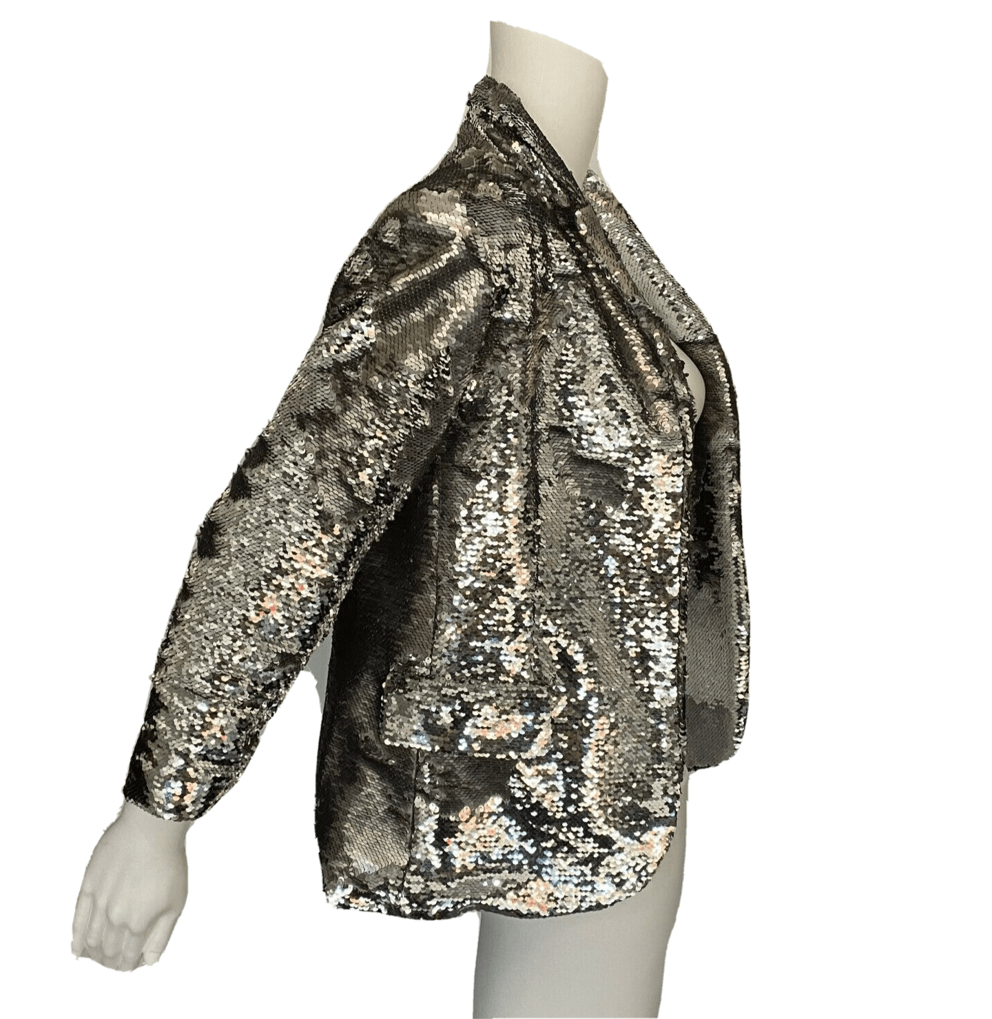Libertine $3,850 SIGNED Silver Sequin 3/4 Sleeve Blazer Jacket Size M / US 6-8 / IT 42-44 - 7 Thumbnail