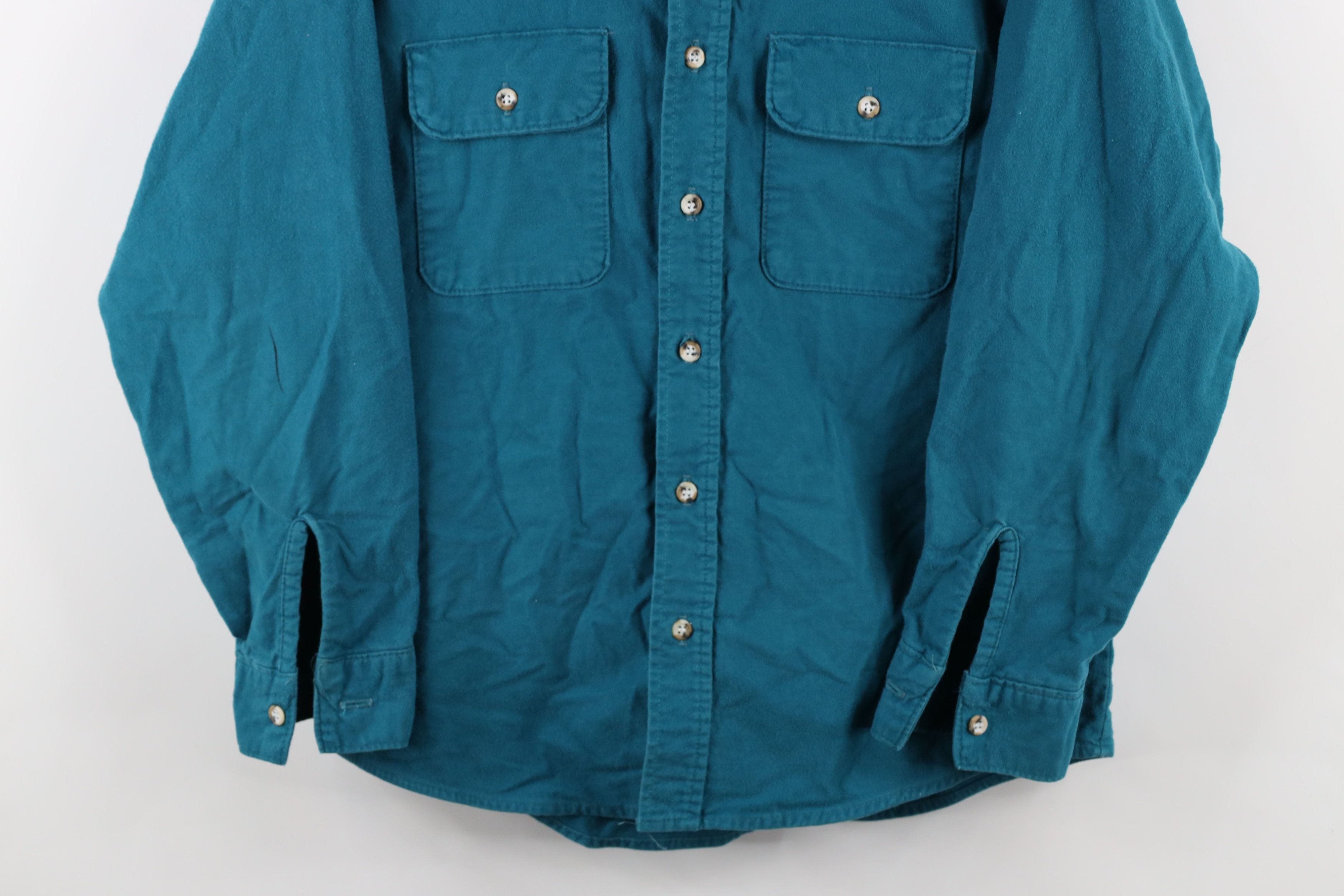 FiveBrother × Vintage Vintage 90s Five Brother Chamois Cloth Button Shirt Teal Size US M / EU 48-50 / 2 - 3 Thumbnail