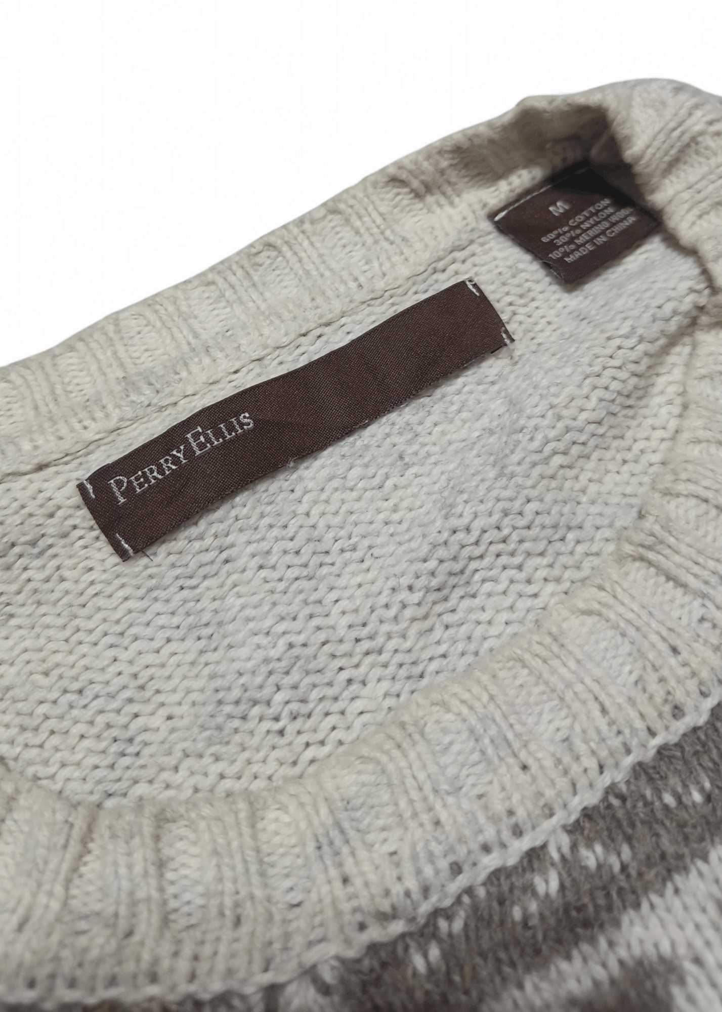 Perry Ellis Vintage 90s PERRY ELLIS Ethnic Striped Motifs Knit Sweater Size US M / EU 48-50 / 2 - 7 Thumbnail