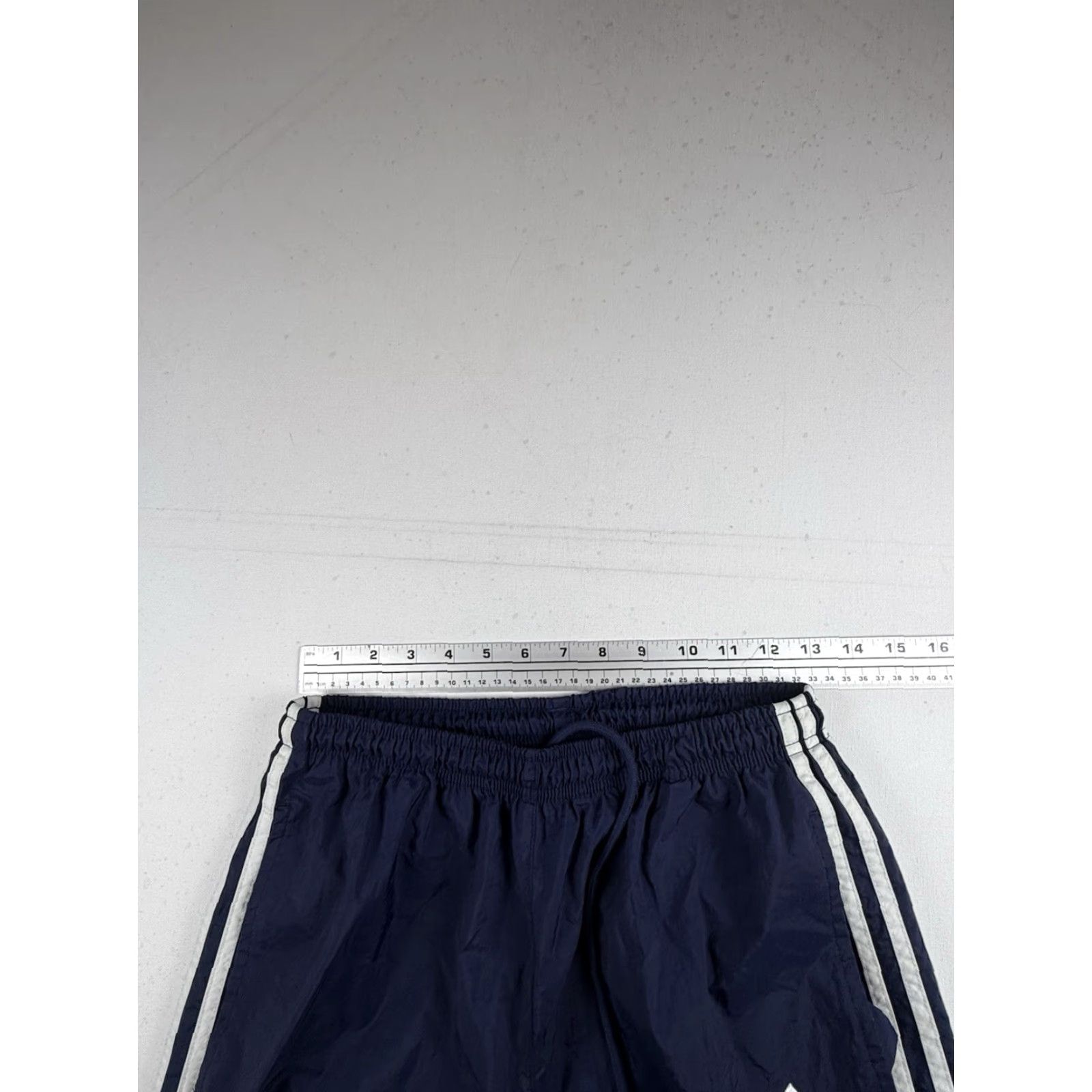 Adidas Adidas Track Pants Mens Medium Navy Blue 90s VTG Nylon Windbreaker Straight Leg Zippered Cuff Elastic Waistband Drawstring Activewear Size US 31 - 5 Thumbnail