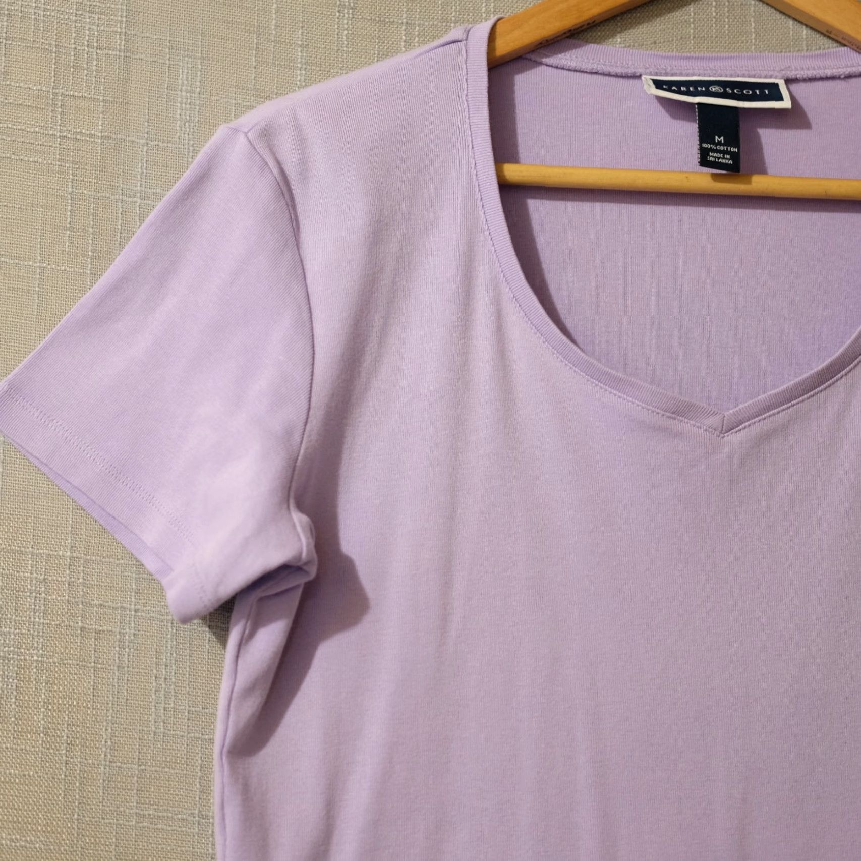 Vintage Karen Scott Shirt Womens M Lilac Short Sleeve Knit Tee 100% Cotton #A6-20 Size 32" / US 10 / IT 46 - 2 Thumbnail