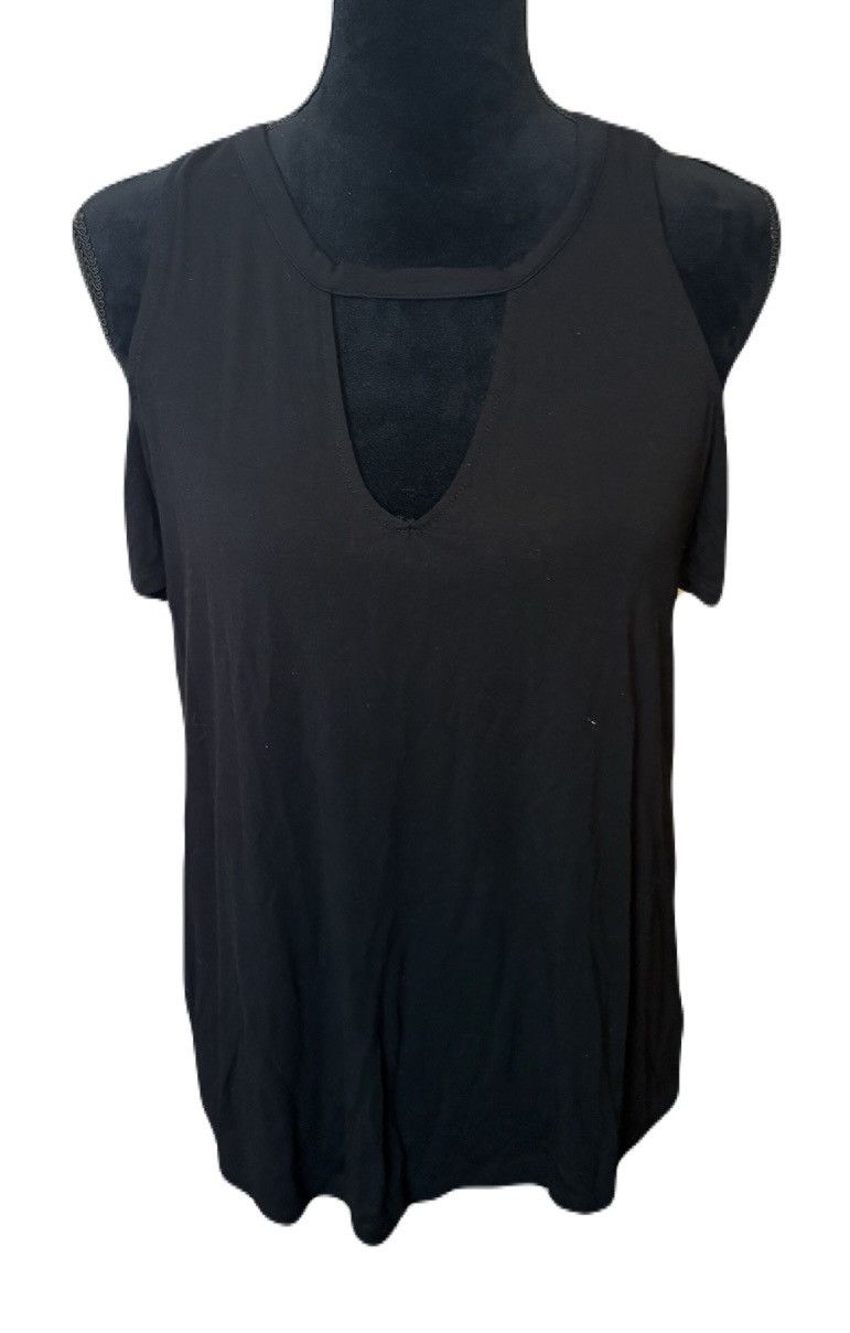 American Eagle Outfitters (American Eagle) Black Off The Shoulder Tank: Size Medium Size M / US 6-8 / IT 42-44 - 1 Thumbnail