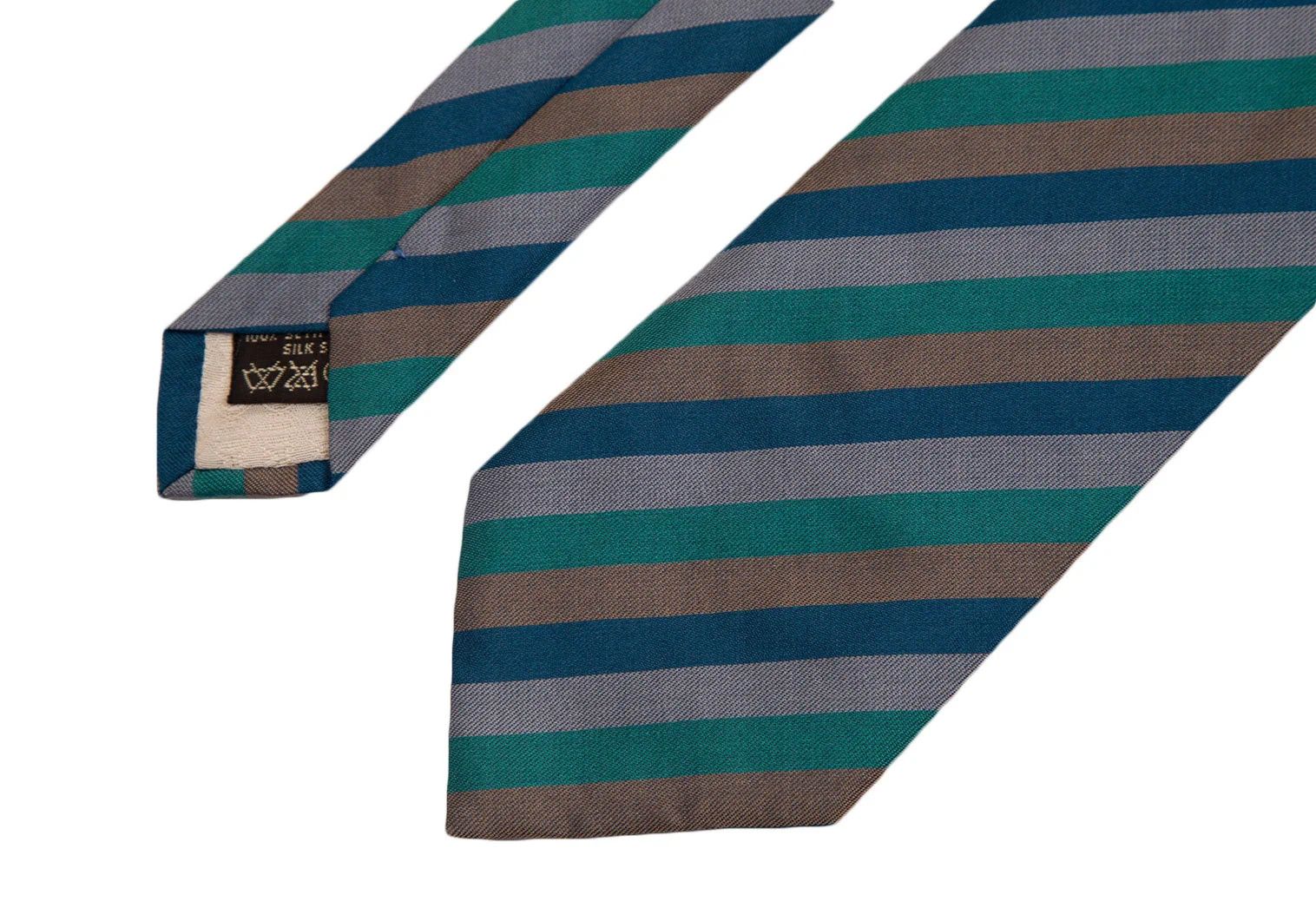 Dries Van Noten Silk Regimental Tie in Blue Grey and Brown Size ONE SIZE - 3 Thumbnail