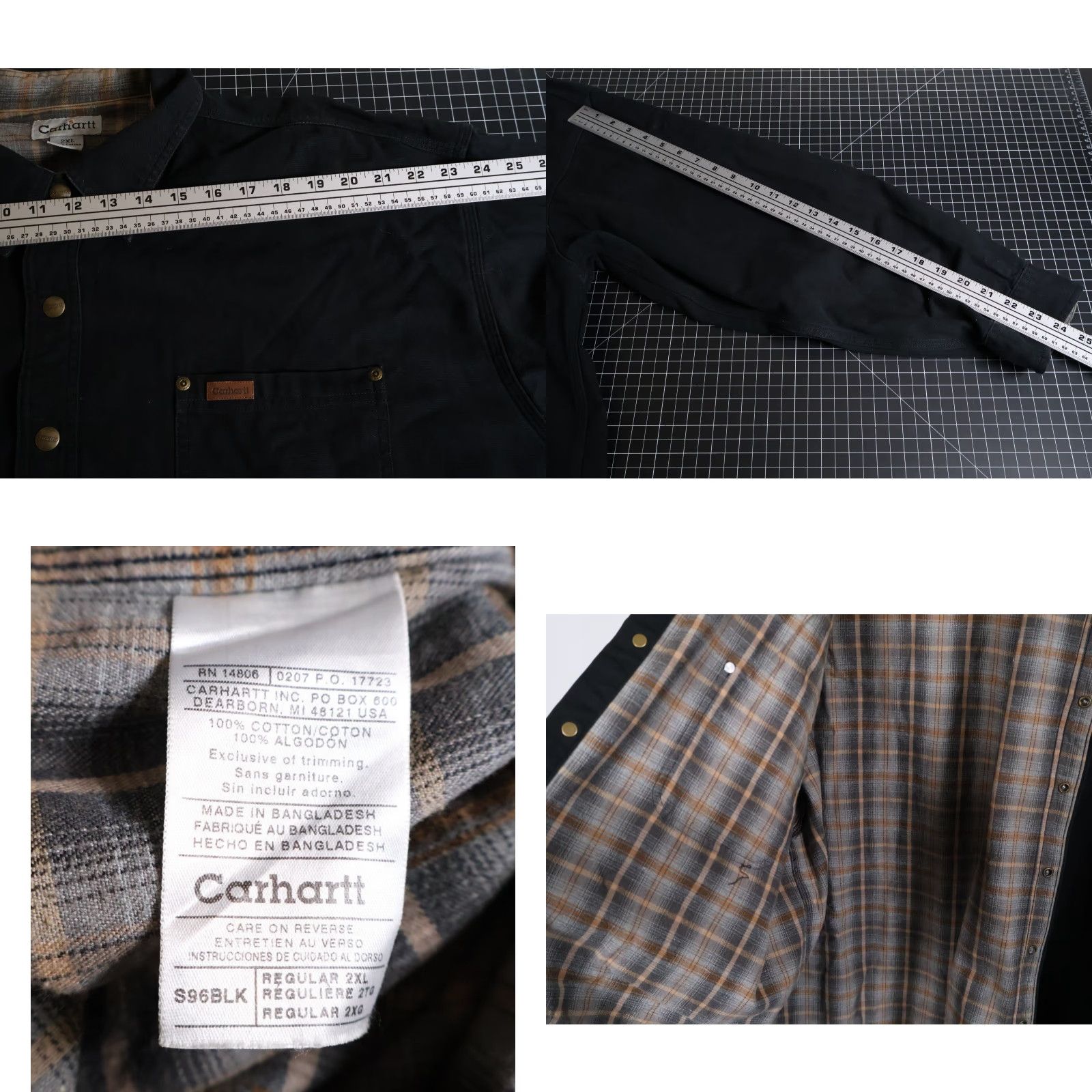 Carhartt Carhartt Jacket 2XL Black Canvas Flannel Lined Bomber Shirt Coat Workwear Mens S96BLK Size US XXL / EU 58 / 5 - 8 Thumbnail