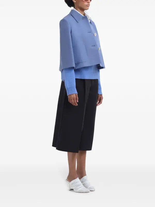 Marni o1w1db10326 Cotton Cropped Jacket in Blue Size S / US 4 / IT 40 - 3 Thumbnail
