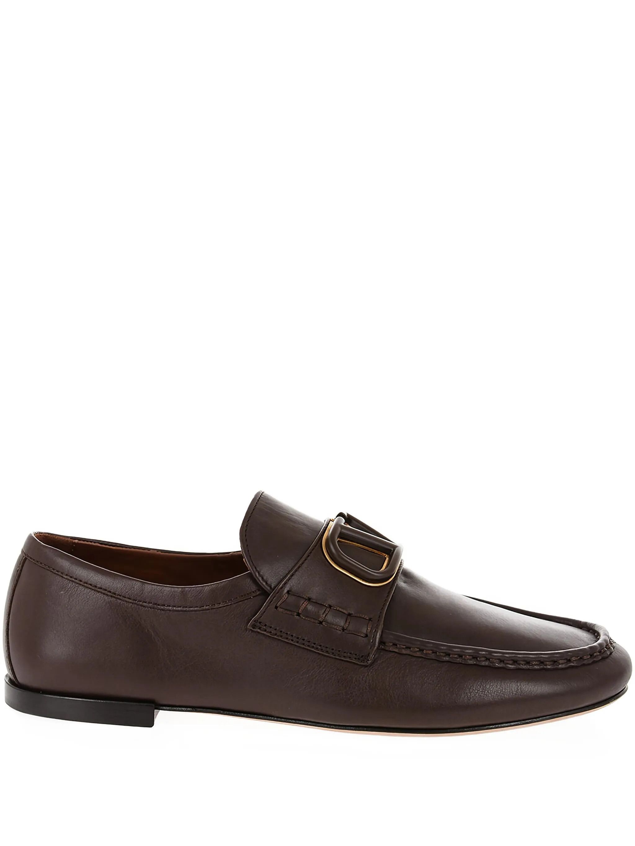 Valentino o1y0525 Logo Leather Loafers in Dark Brown Size US 7 / EU 40 - 1 Thumbnail