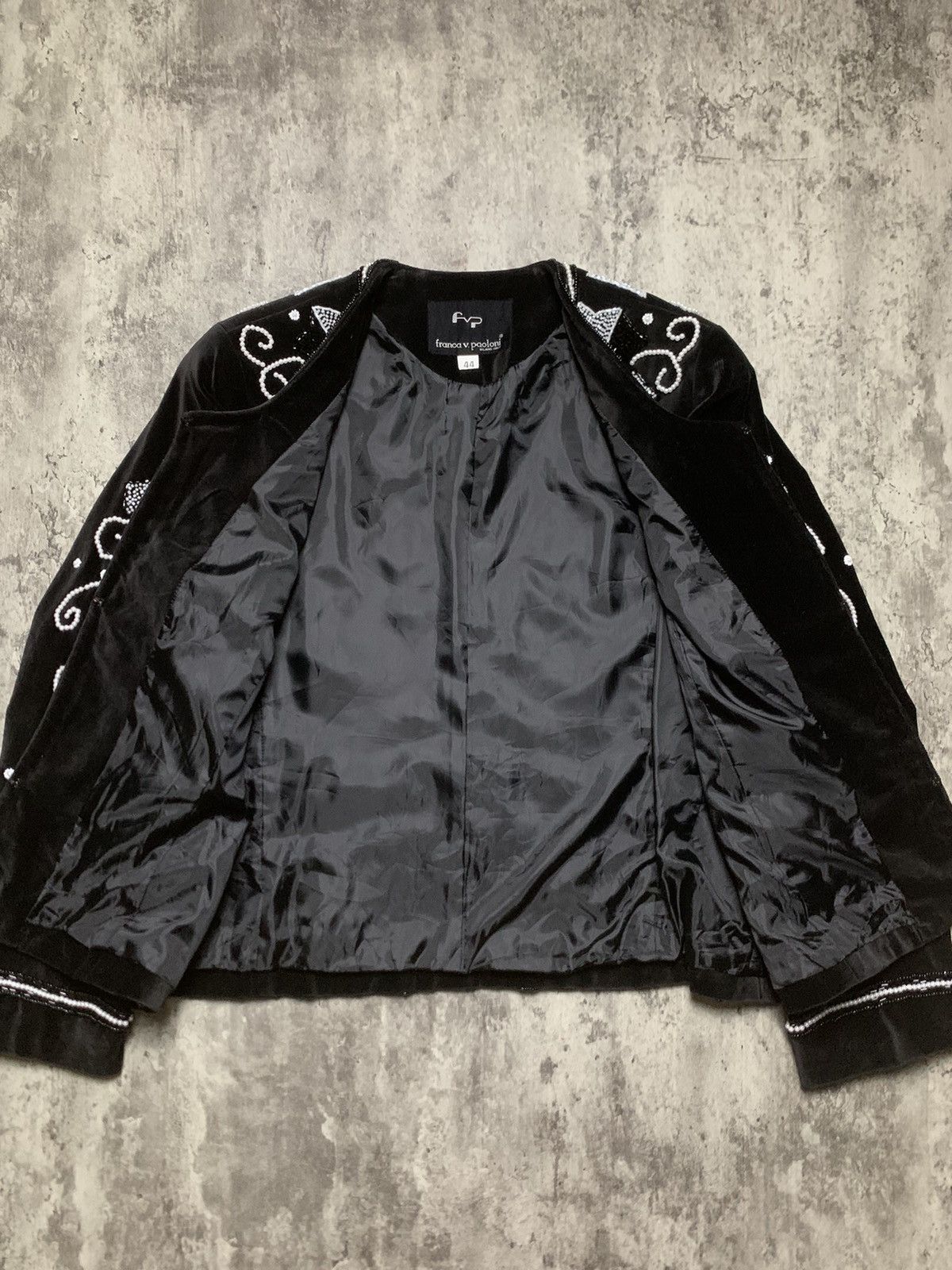 Paoloni Vintage 90s Franca V Paoloni Velvet Beaded Blazer Size M / US 6-8 / IT 42-44 - 3 Thumbnail