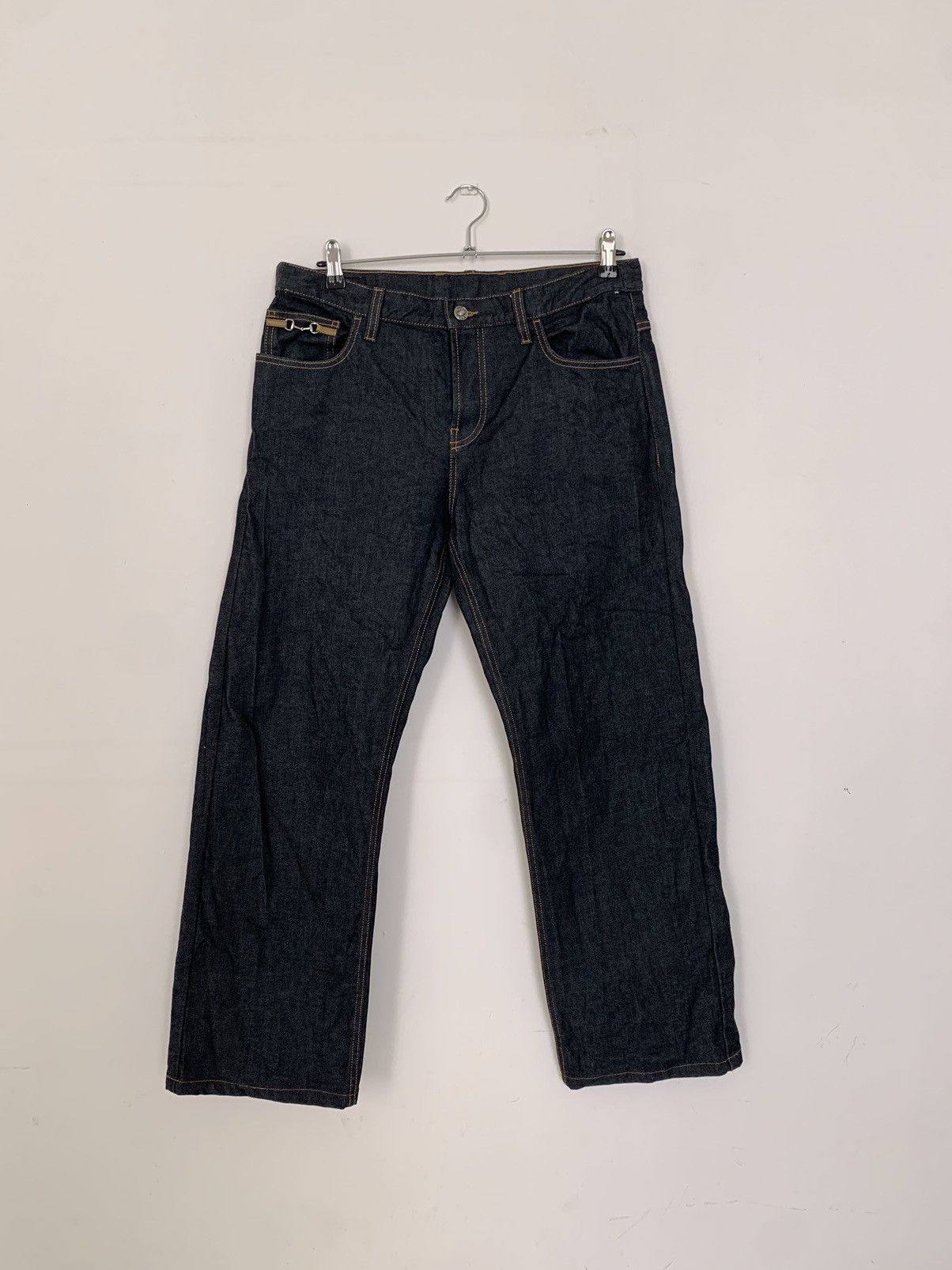 image of Gucci Raw Denim Regular Straight Leg Vintage Jeans, Men's (Size 33)