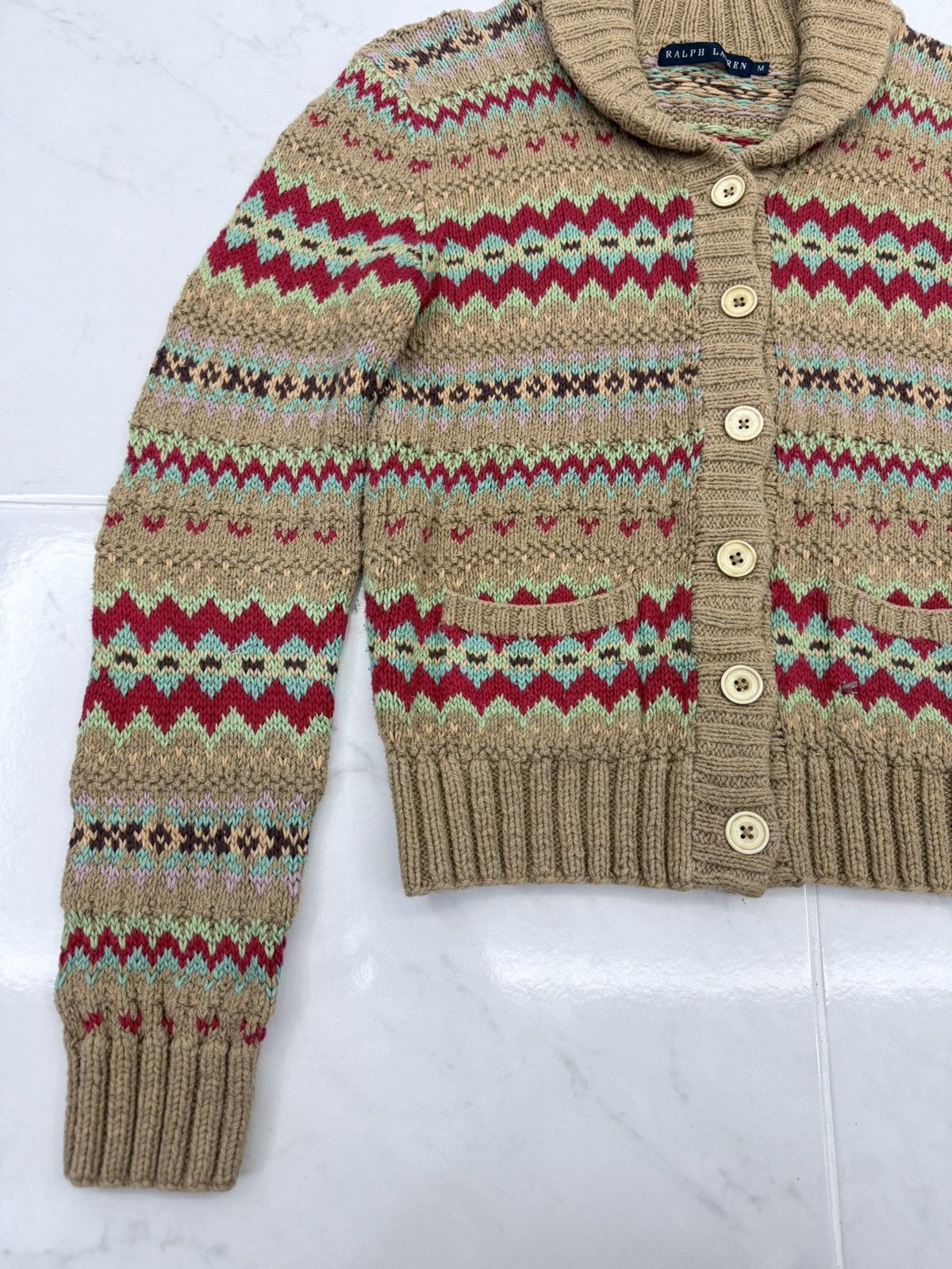 Polo Ralph Lauren RARE🔥Vintage RALPH LAUREN Shawl Collar Knitted Navajo Motive Size US M / EU 48-50 / 2 - 3 Thumbnail