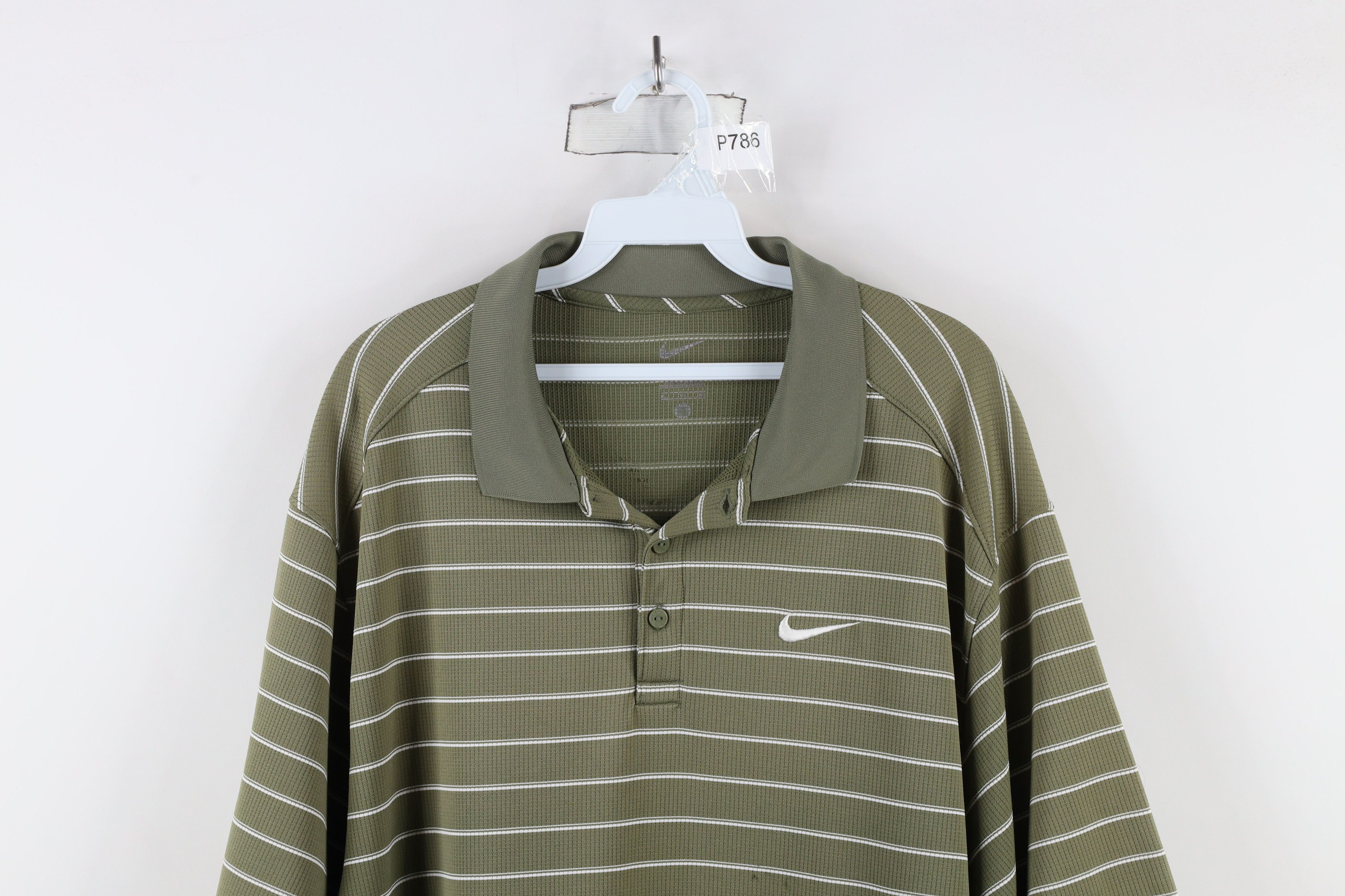 Nike × Vintage Vintage Nike Scott Mini Swoosh Striped Golf Polo Shirt Size US XL / EU 56 / 4 - 2 Thumbnail