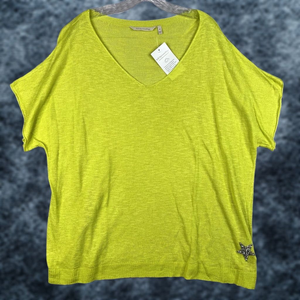 Soft Surroundings Soft Surroundings Blouse Shirt Womens 2X Yellow Linen Blend Dolman Sleeve V-Neck Pullover NWT Solid Basic Casual Party/Cocktail Travel Womens Size XXL / US 16-18 / IT 52-54 - 1 Thumbnail