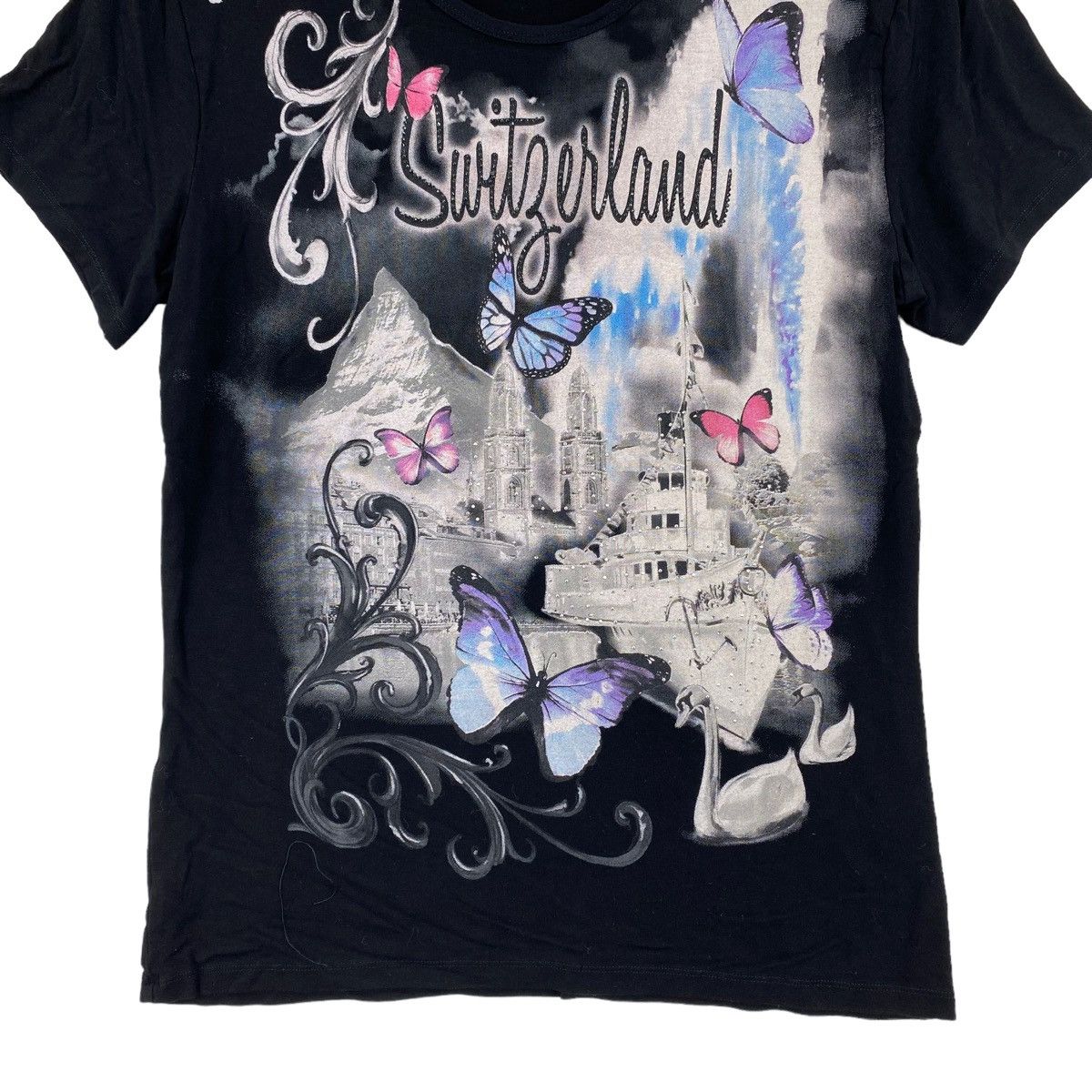 Other HELLO SWITZERLAND Swiss Scenery Print Black Short Sleeve Size L / US 10 / IT 46 - 2 Thumbnail
