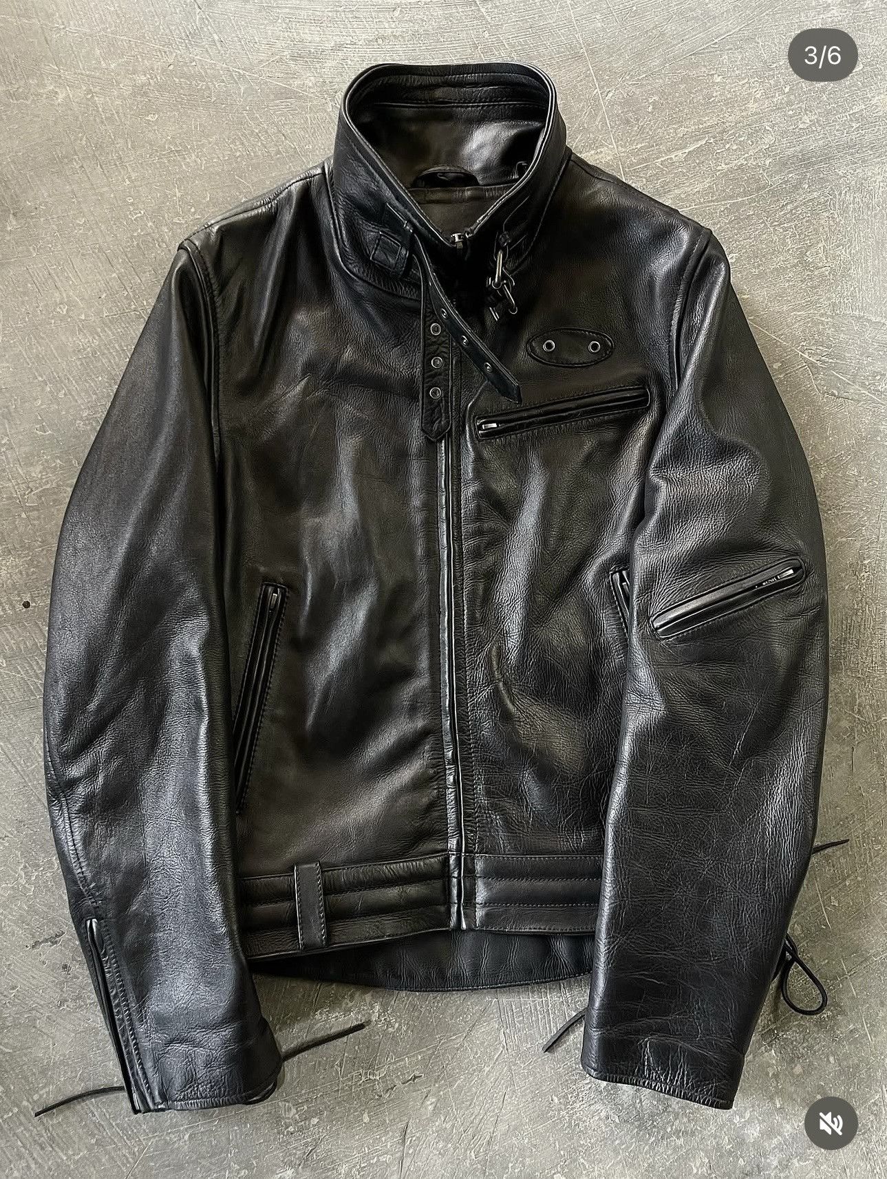 Japanese Brand Liugoo Leather's Black Label Police Leather Jacket Size US S / EU 44-46 / 1 - 3 Thumbnail