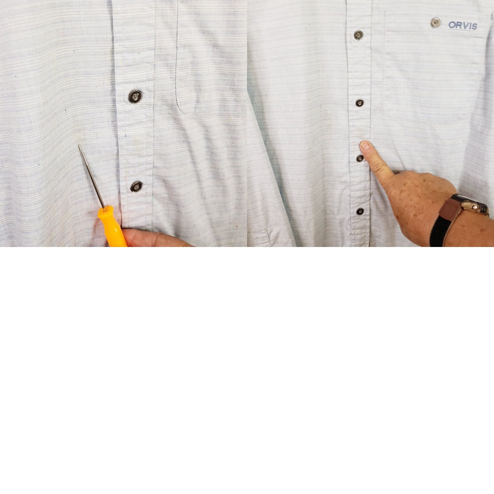 Orvis Orvis Button-Up Shirt M Heathered Blue Long Sleeve Embroidered Chest Pocket Multicolor Blended Cotton Size US M / EU 48-50 / 2 - 10 Thumbnail