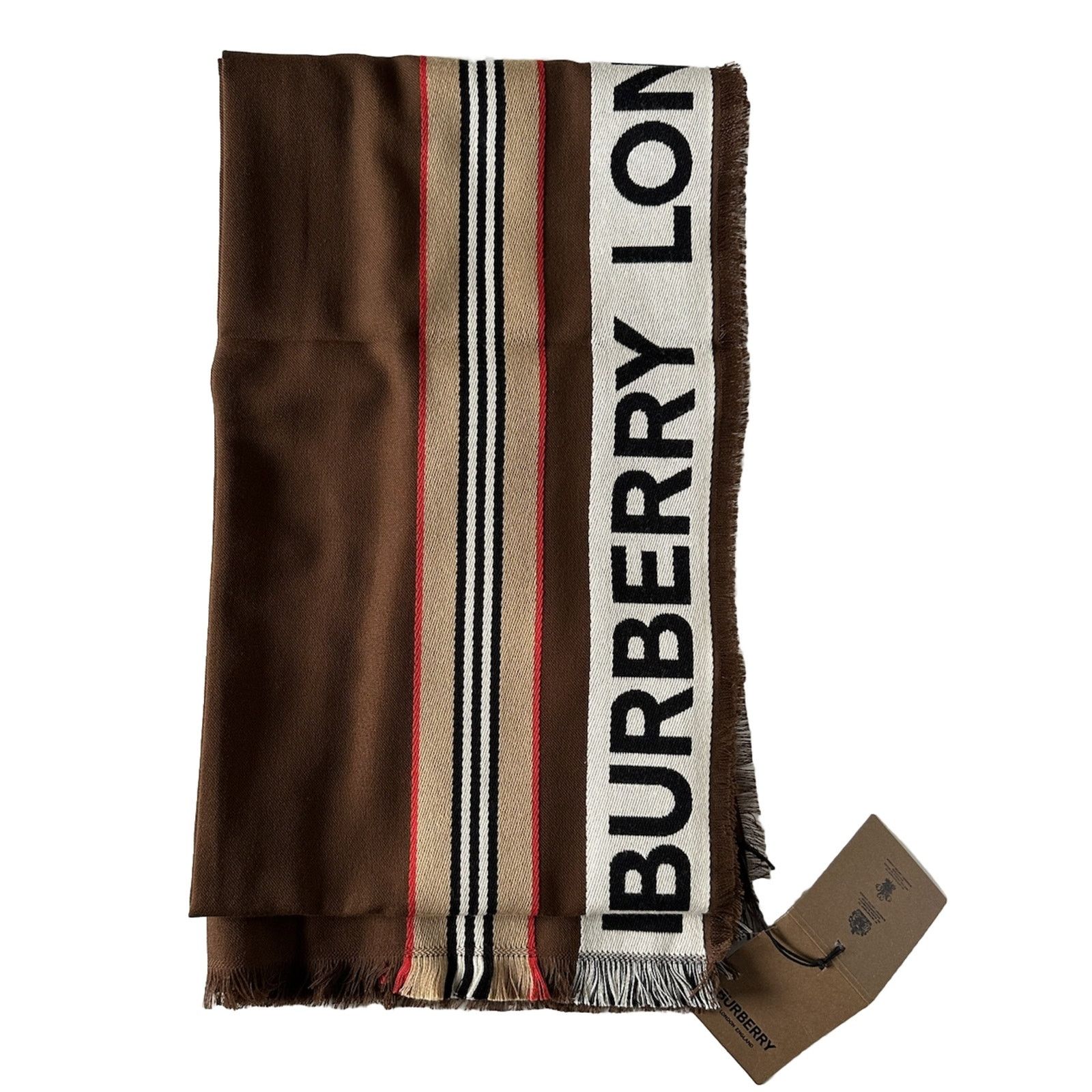 Burberry NWT $470 Burberry Cotton Scarf Brown 185 cm x 100 cm 806732 Size ONE SIZE - 2 Thumbnail