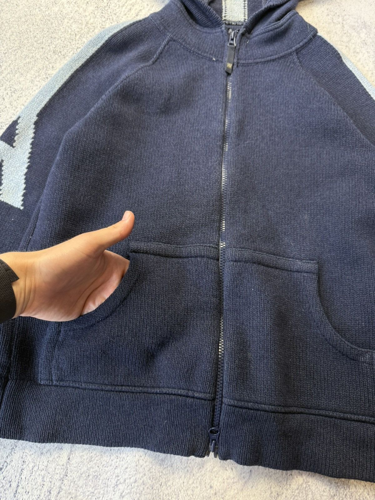 Armani Vintage Armani Jeans Knitwear Hoodie Y2K big Logo Size US L / EU 52-54 / 3 - 8 Thumbnail